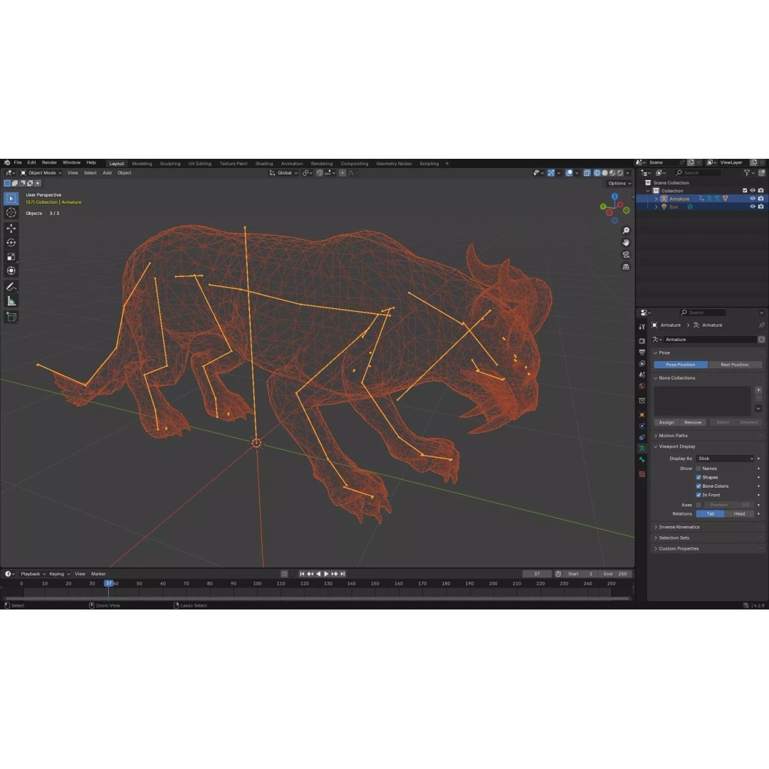 Smilodon 3D Model – Low Poly Animated Creature, FBX, Game Ready - View 25