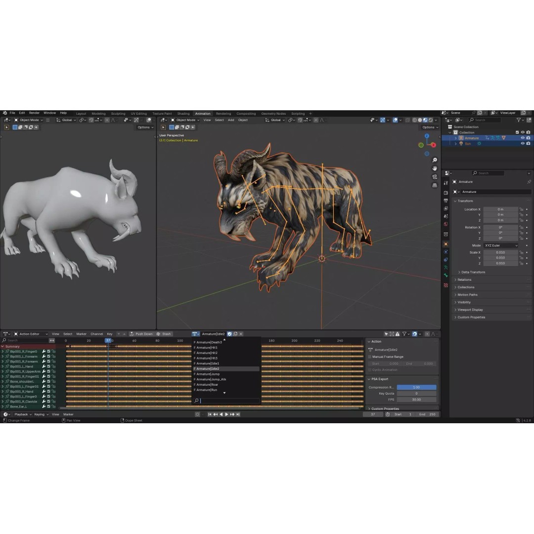 Smilodon 3D Model – Low Poly Animated Creature, FBX, Game Ready - View 26