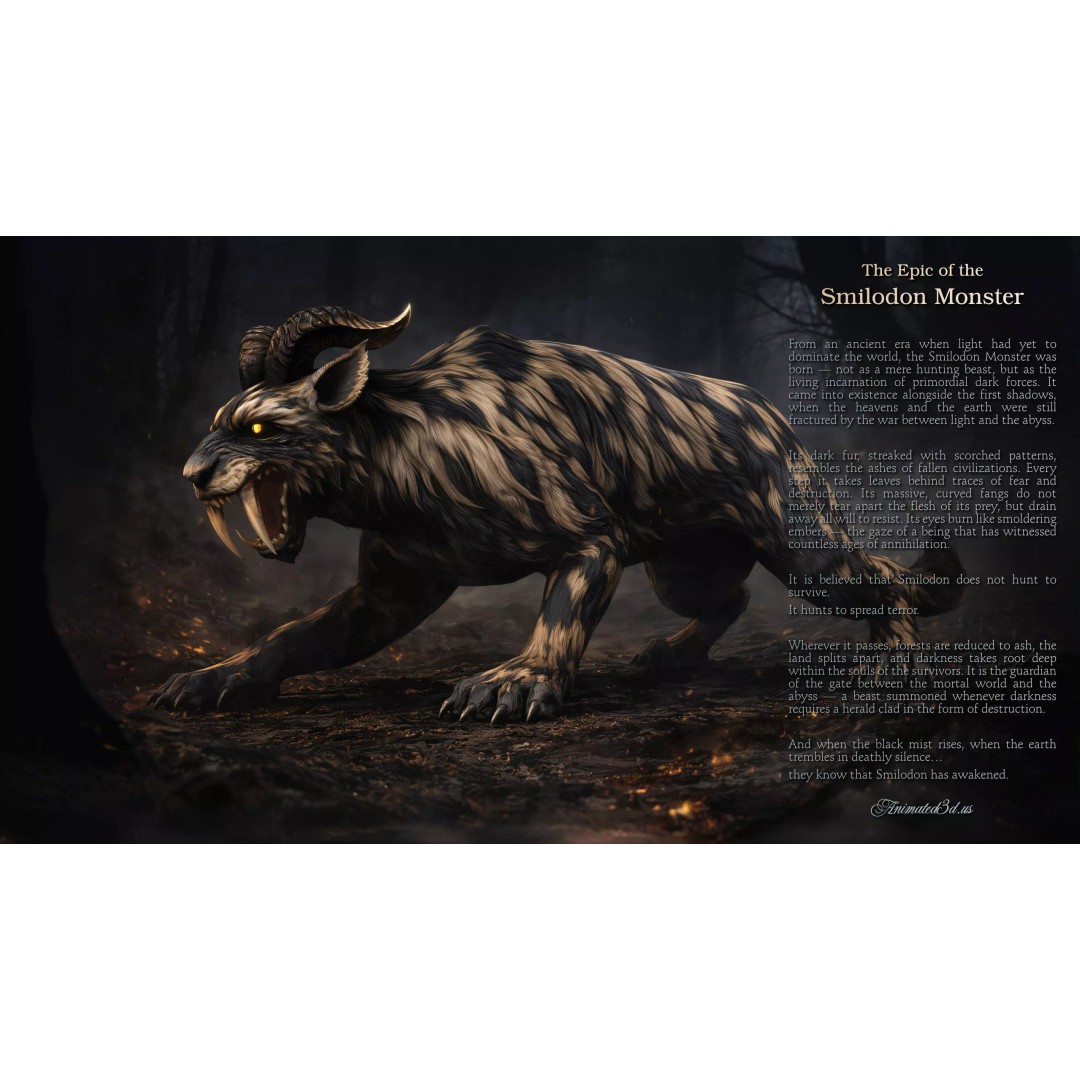 Smilodon 3D Model – Low Poly Animated Creature, FBX, Game Ready - View 4