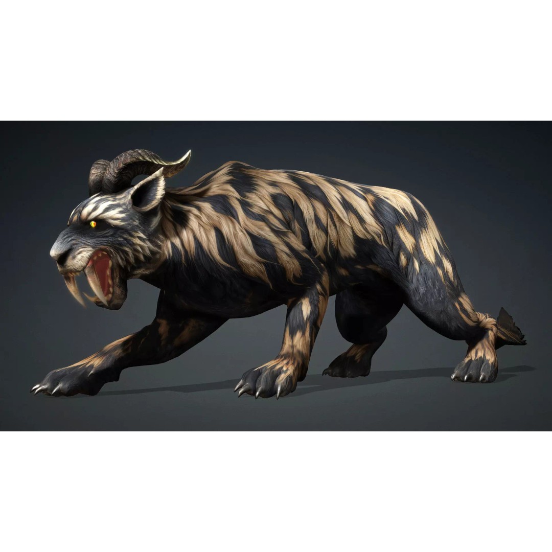 Smilodon 3D Model – Low Poly Animated Creature, FBX, Game Ready - View 5