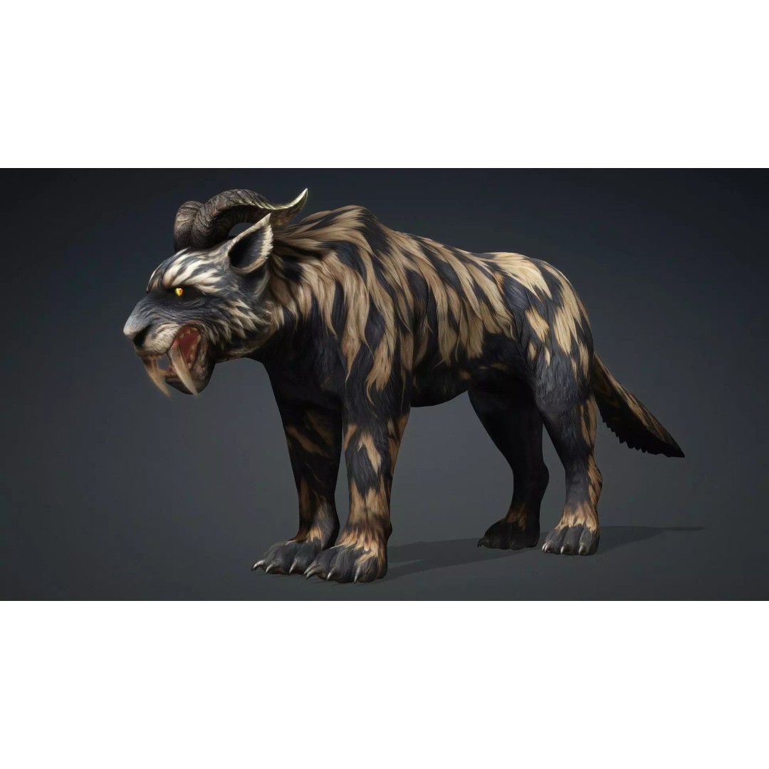 Smilodon 3D Model – Low Poly Animated Creature, FBX, Game Ready - View 6