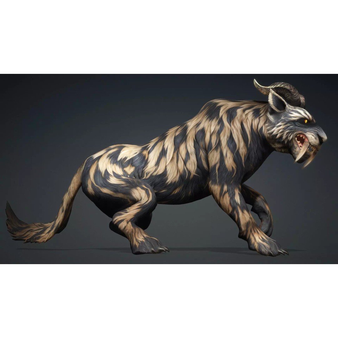 Smilodon 3D Model – Low Poly Animated Creature, FBX, Game Ready - View 8