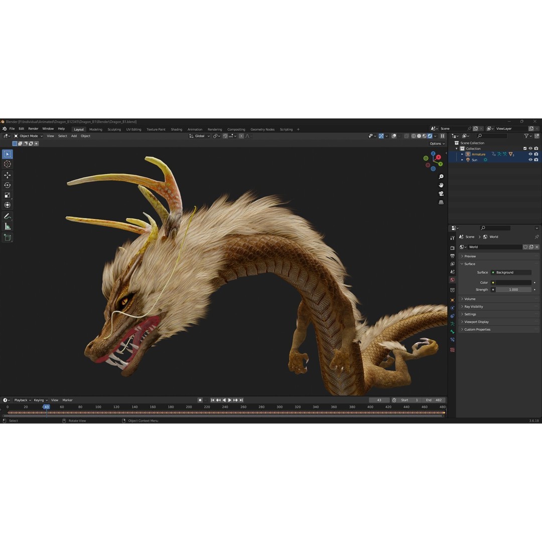 Dragon-B1 3D Model – Rigged Fantasy Creature with PBR Textures, FBX