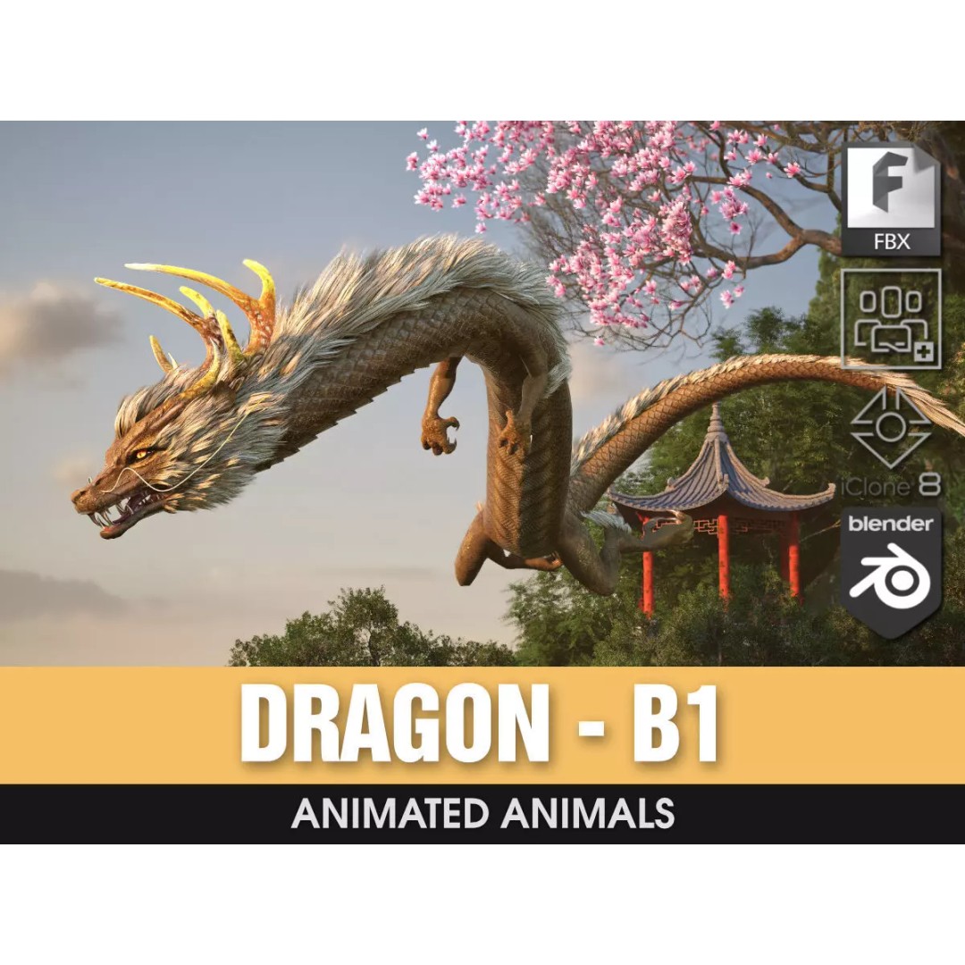 Dragon-B1 3D Model – Rigged Fantasy Creature with PBR Textures, FBX - View 2