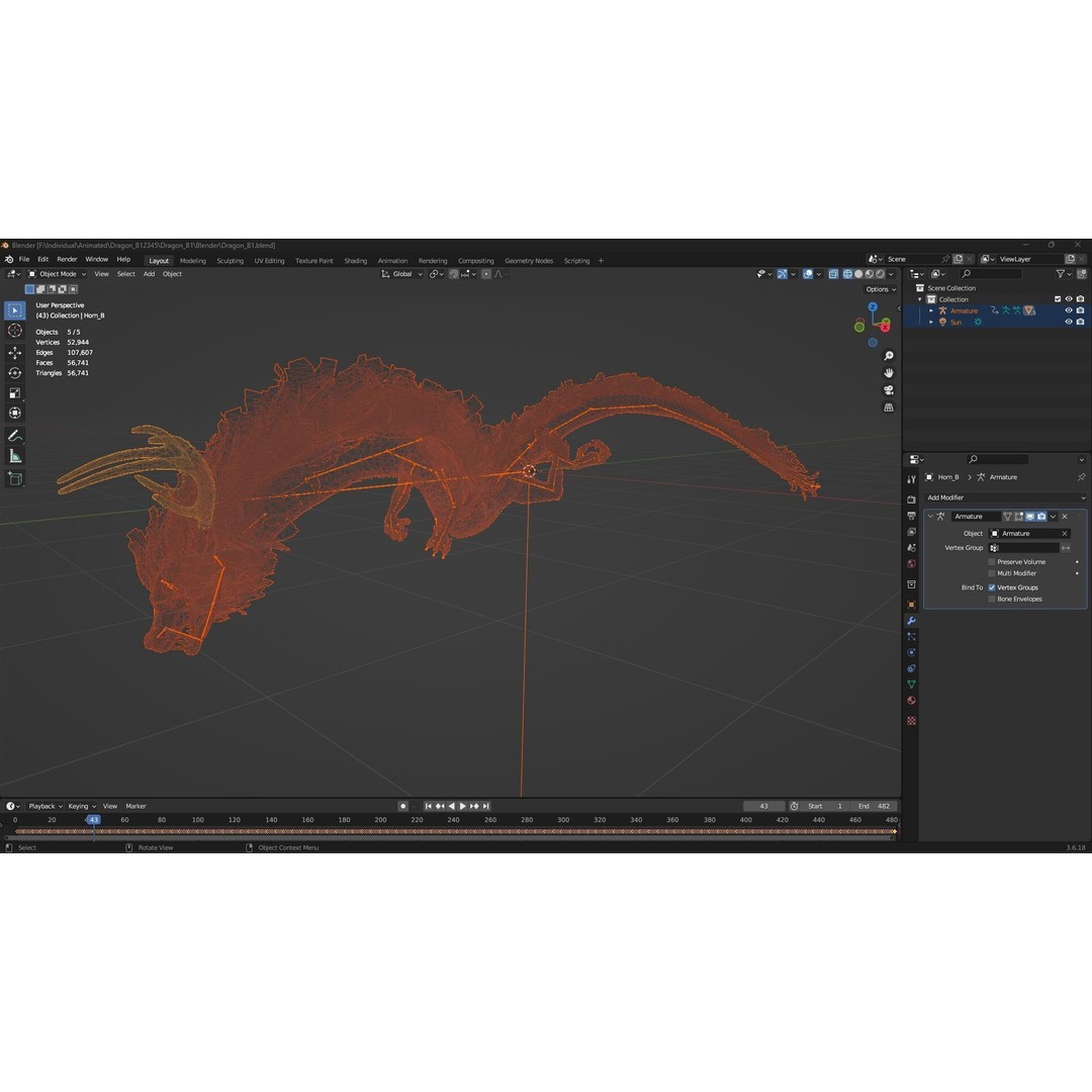 Dragon-B1 3D Model – Rigged Fantasy Creature with PBR Textures, FBX - View 22