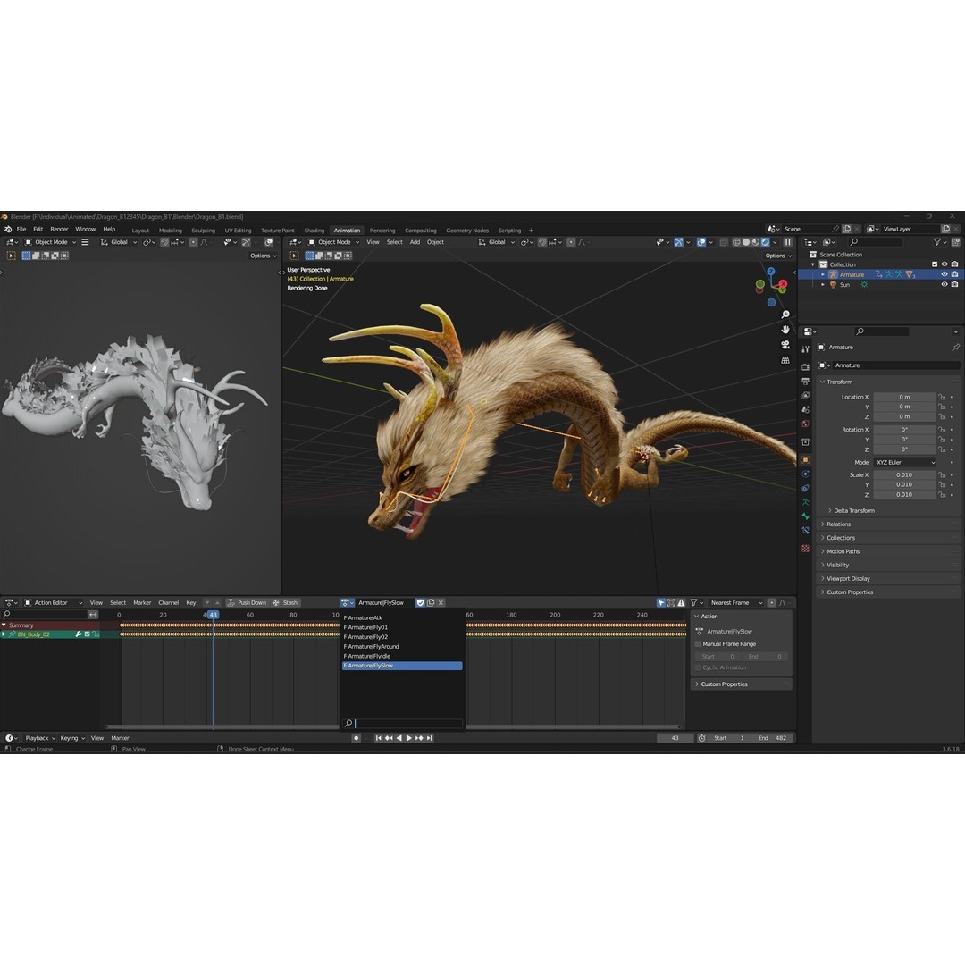 Dragon-B1 3D Model – Rigged Fantasy Creature with PBR Textures, FBX - View 23