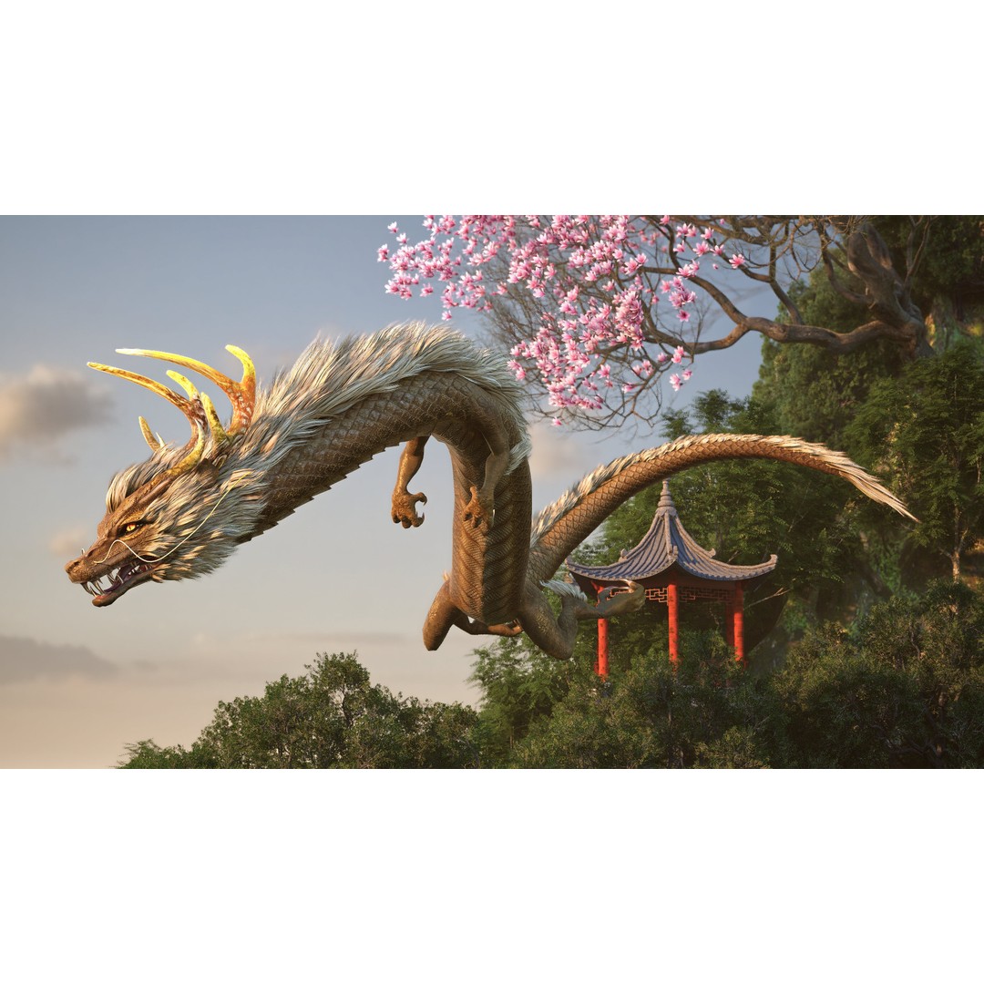 Dragon-B1 3D Model – Rigged Fantasy Creature with PBR Textures, FBX - View 3