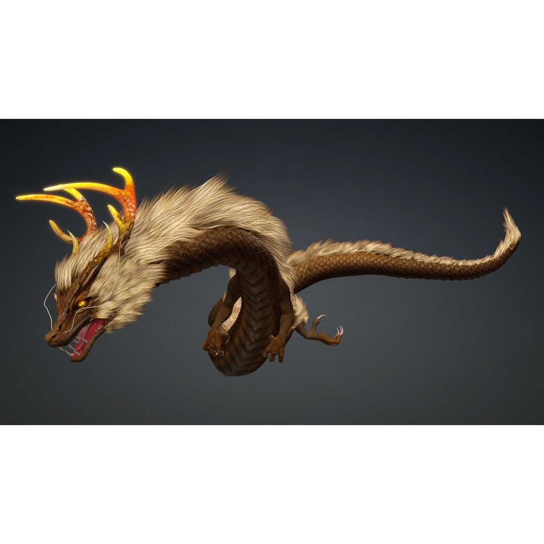 Dragon-B1 3D Model – Rigged Fantasy Creature with PBR Textures, FBX - View 5