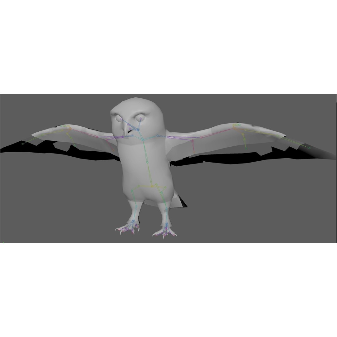 Snowy White Owl 3D Model – Low Poly Rigged Bird Asset, FBX, Blender - View 11