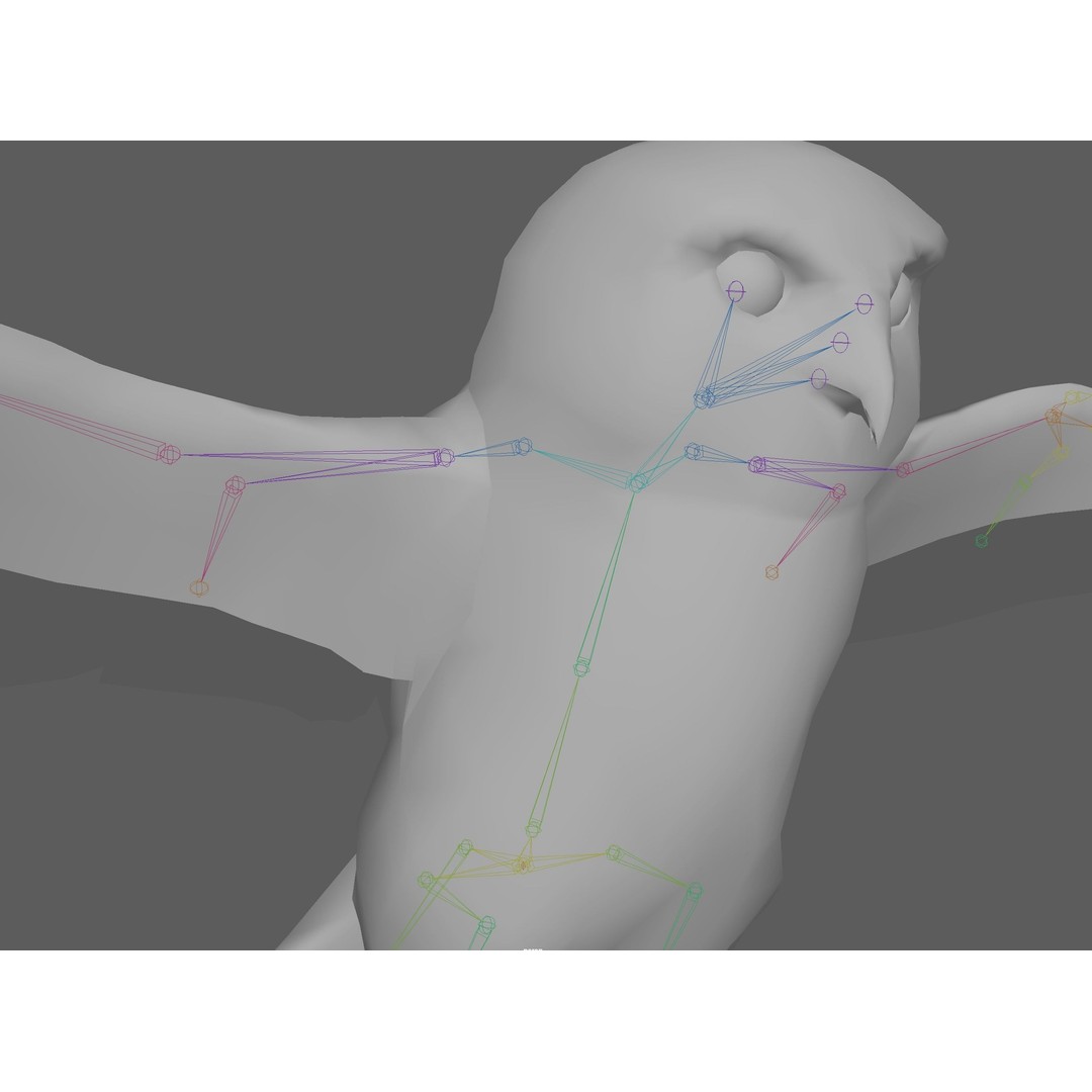 Snowy White Owl 3D Model – Low Poly Rigged Bird Asset, FBX, Blender - View 15