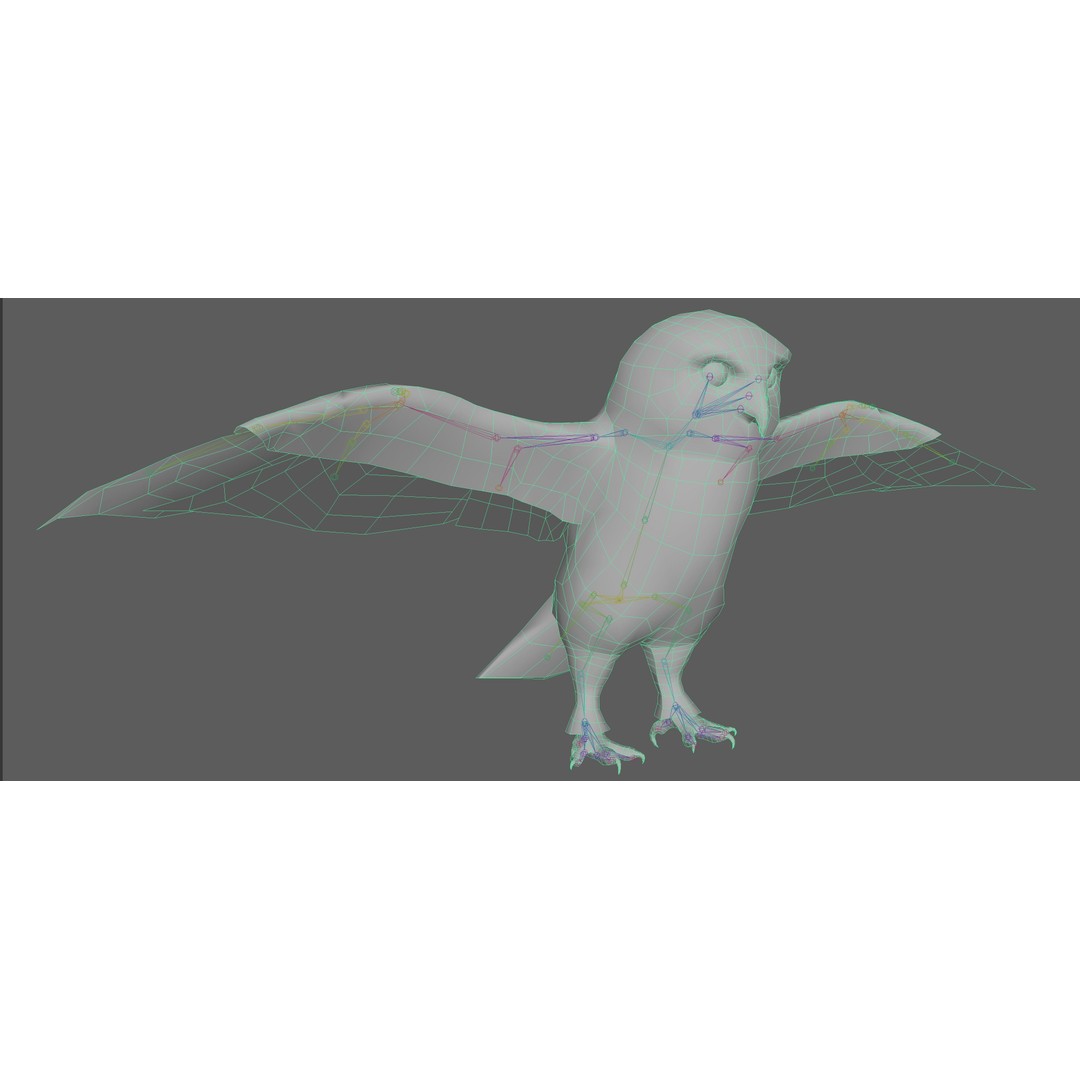 Snowy White Owl 3D Model – Low Poly Rigged Bird Asset, FBX, Blender - View 16