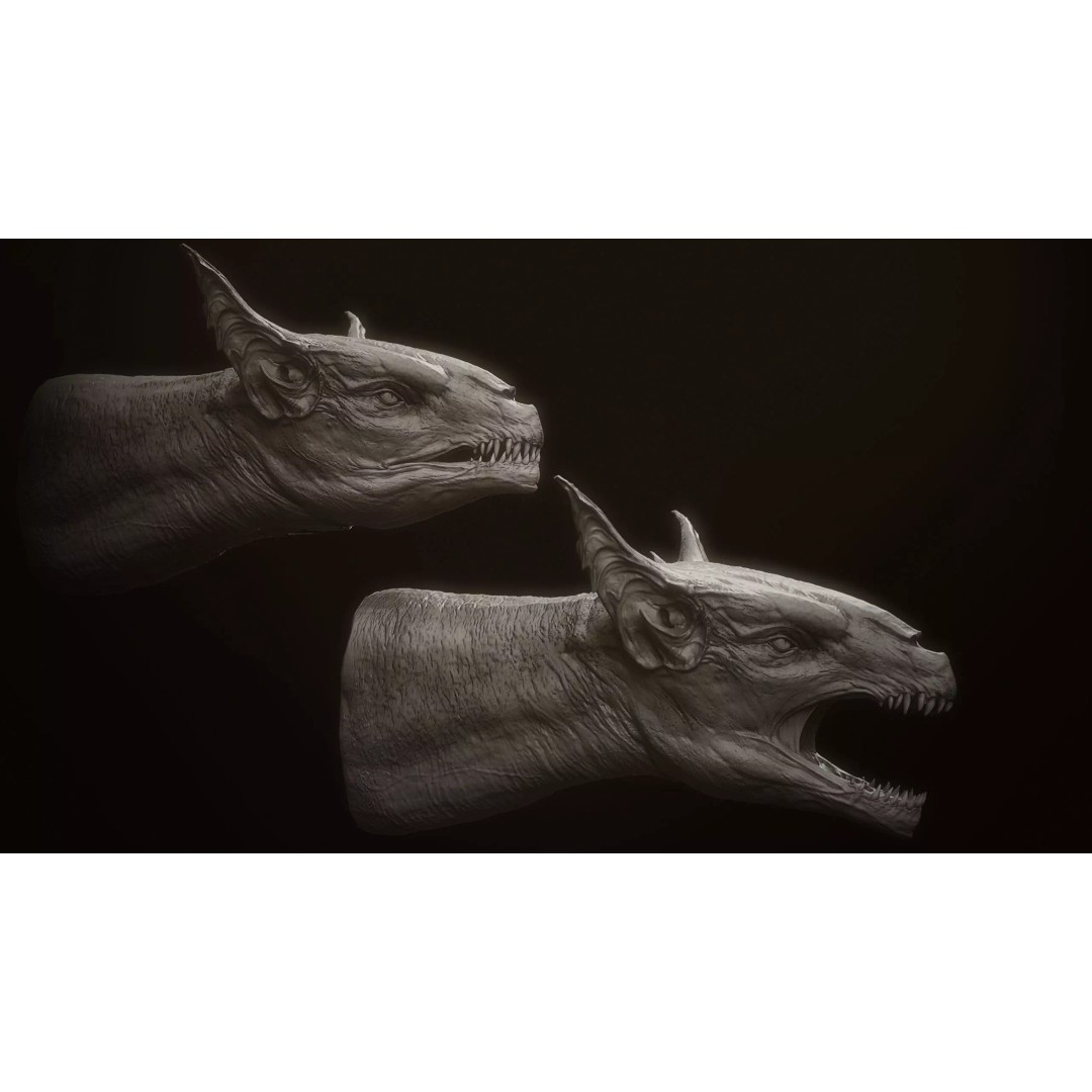 Dragon Heads 3D Model – High Poly Fantasy Creatures, OBJ & Zbrush - View 10