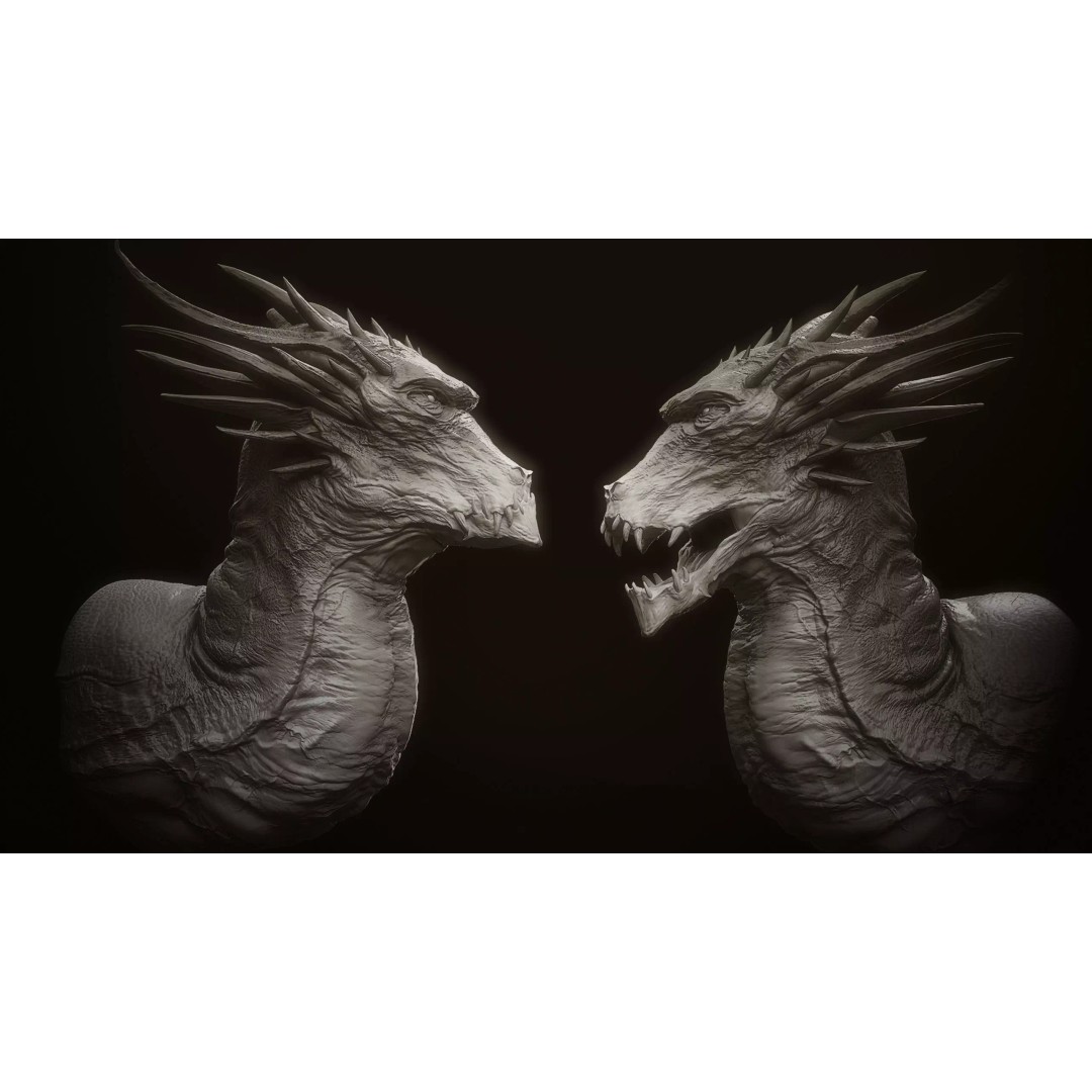 Dragon Heads 3D Model – High Poly Fantasy Creatures, OBJ & Zbrush - View 13