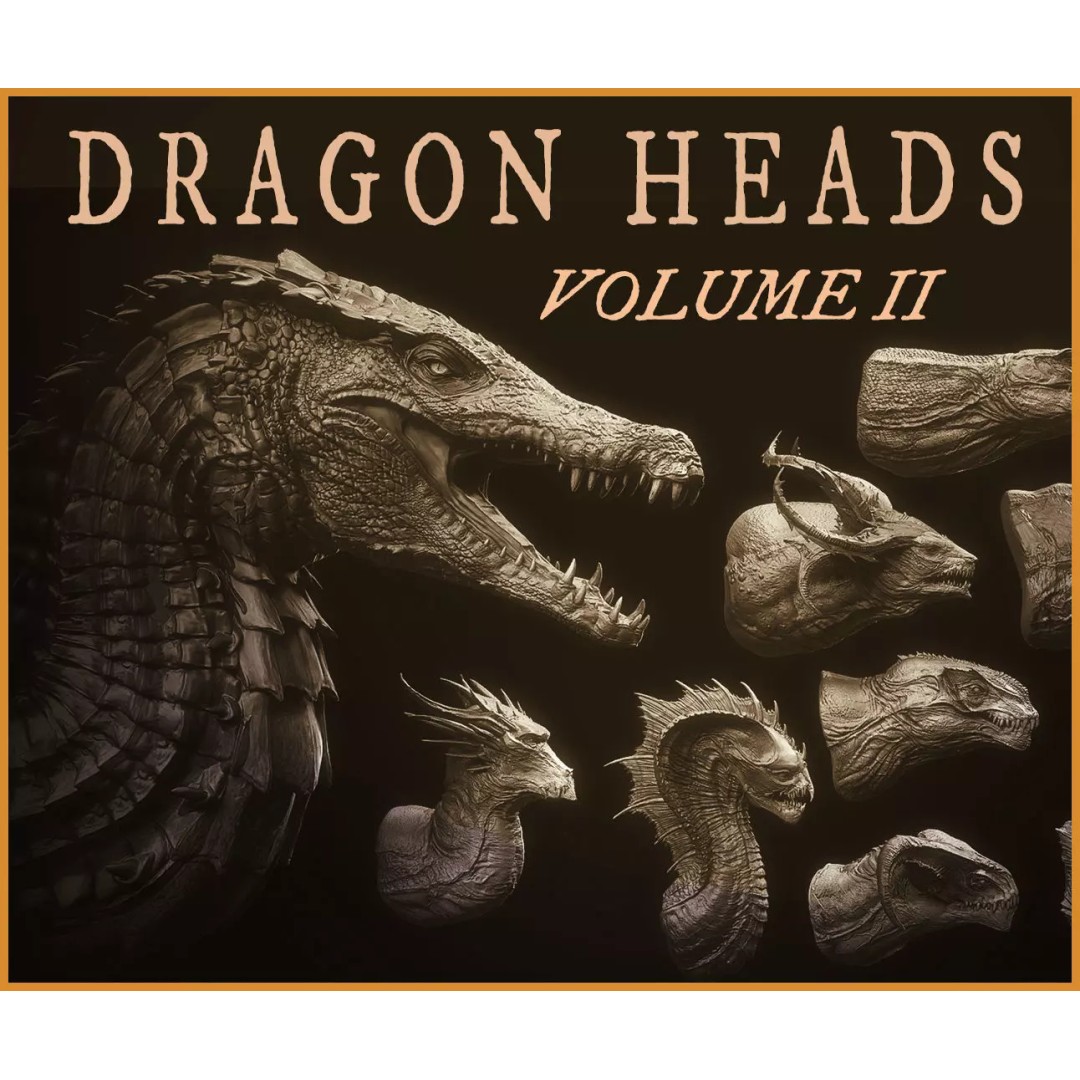 Dragon Heads 3D Model – High Poly Fantasy Creatures, OBJ & Zbrush - View 2