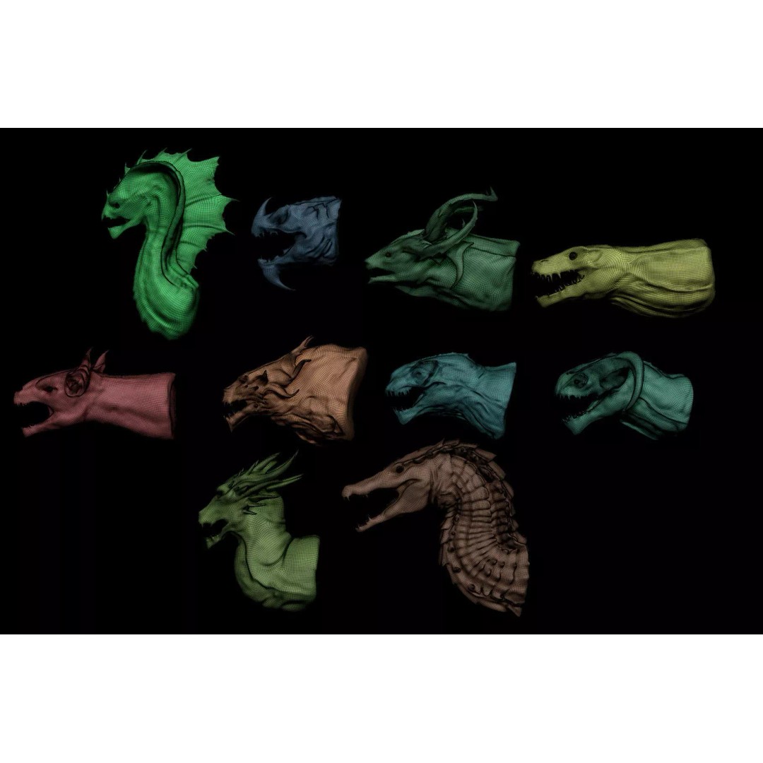Dragon Heads 3D Model – High Poly Fantasy Creatures, OBJ & Zbrush - View 24