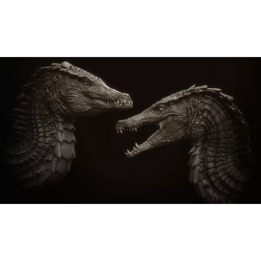 Dragon Heads 3D Model – High Poly Fantasy Creatures, OBJ & Zbrush - View 4