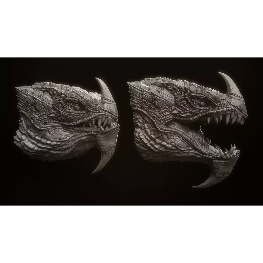 Dragon Heads 3D Model – High Poly Fantasy Creatures, OBJ & Zbrush - View 5