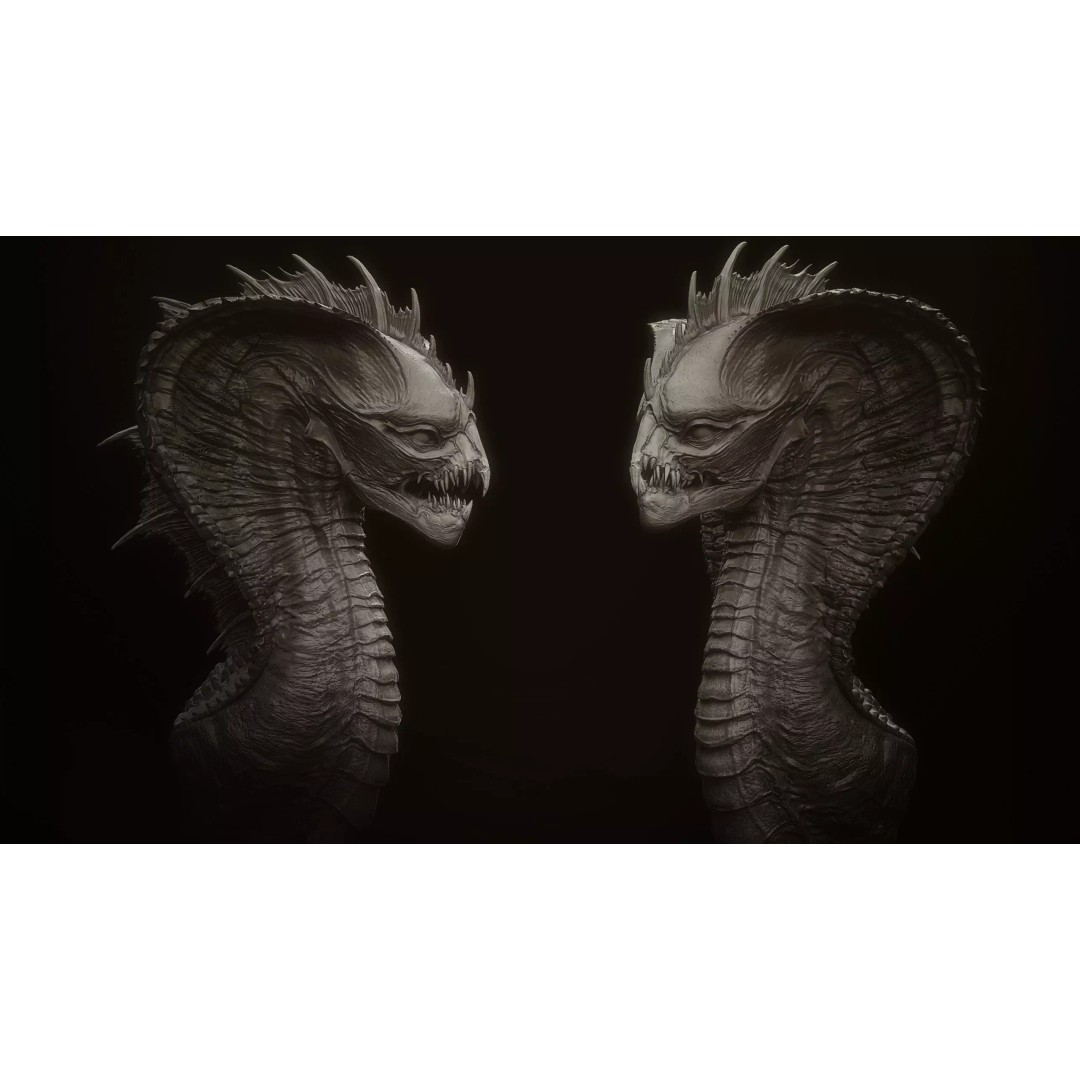 Dragon Heads 3D Model – High Poly Fantasy Creatures, OBJ & Zbrush - View 6
