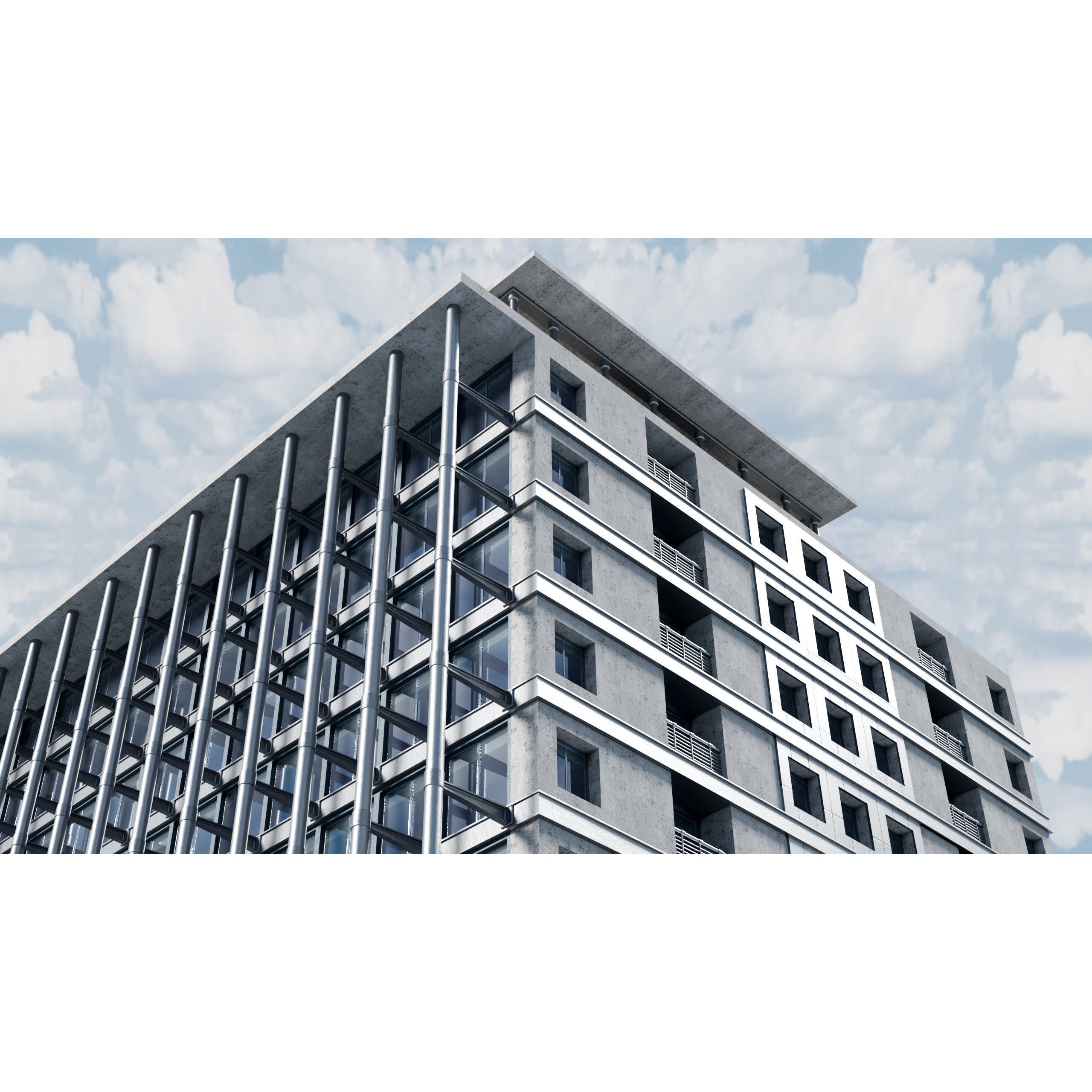 City Buildings Kitbash - Medium Poly Game-Ready 3D Model - View 10