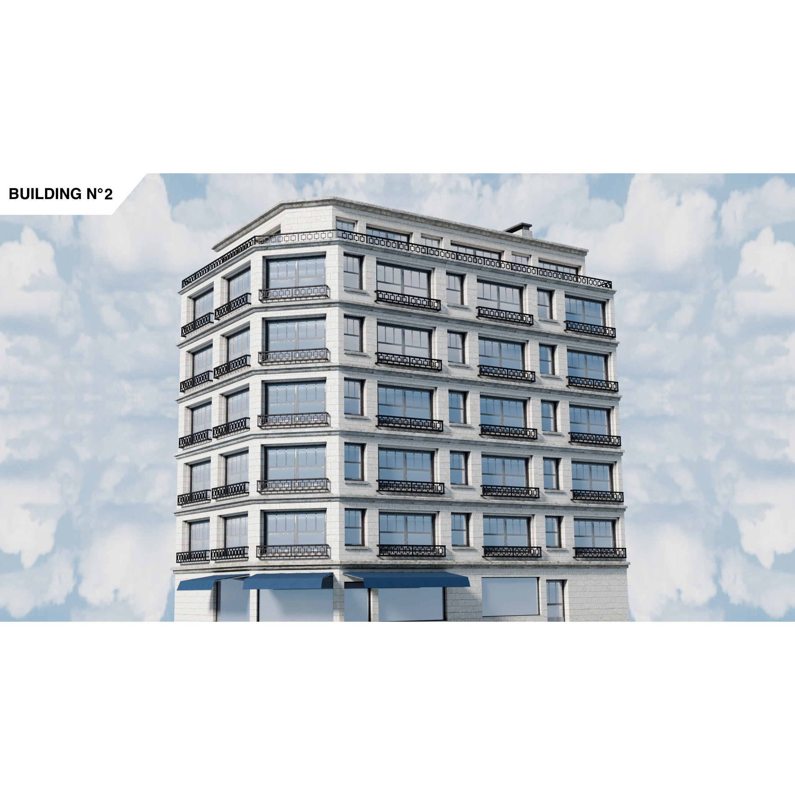 City Buildings Kitbash - Medium Poly Game-Ready 3D Model - View 13