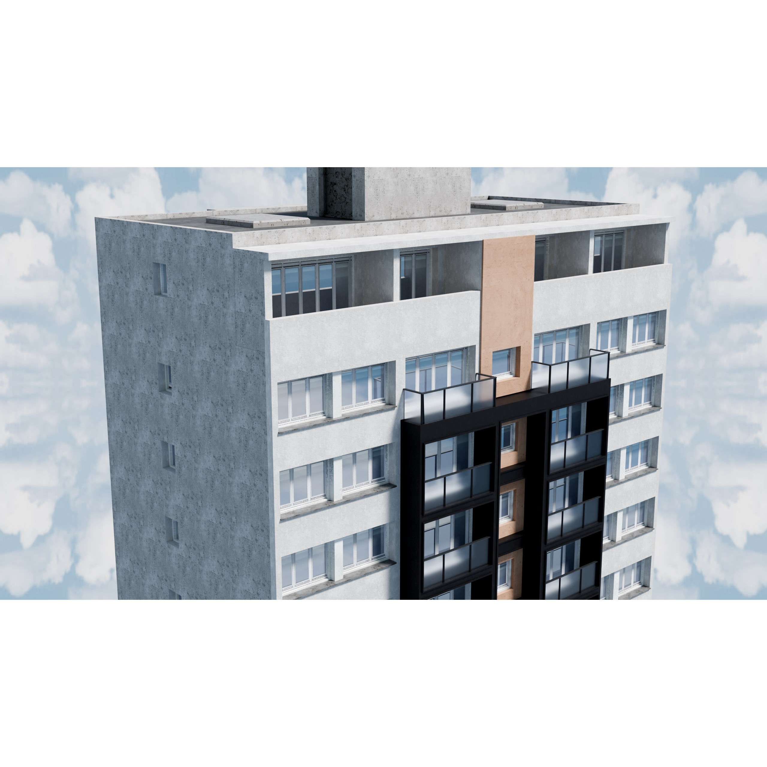 City Buildings Kitbash - Medium Poly Game-Ready 3D Model - View 19