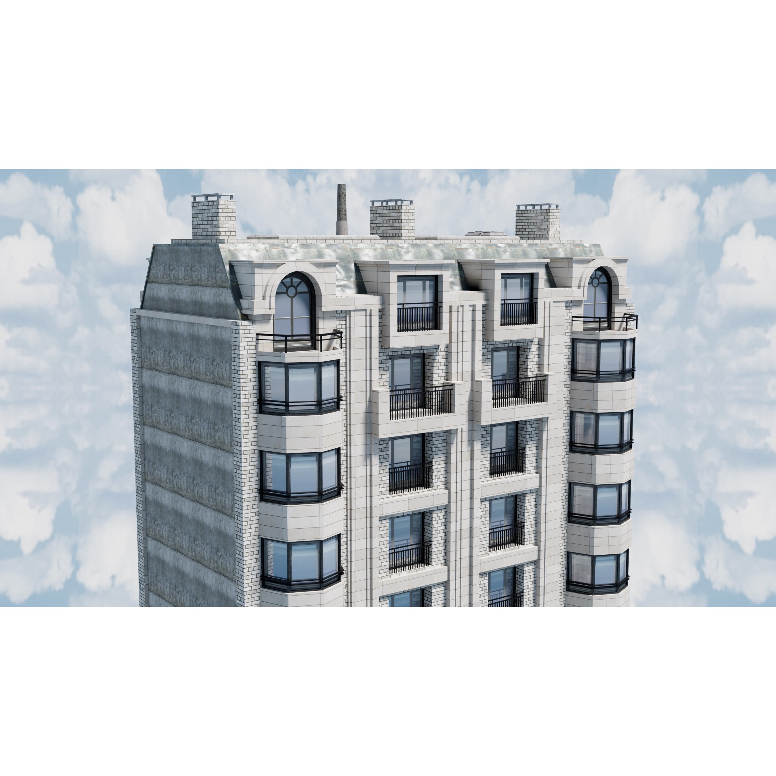 City Buildings Kitbash - Medium Poly Game-Ready 3D Model - View 27