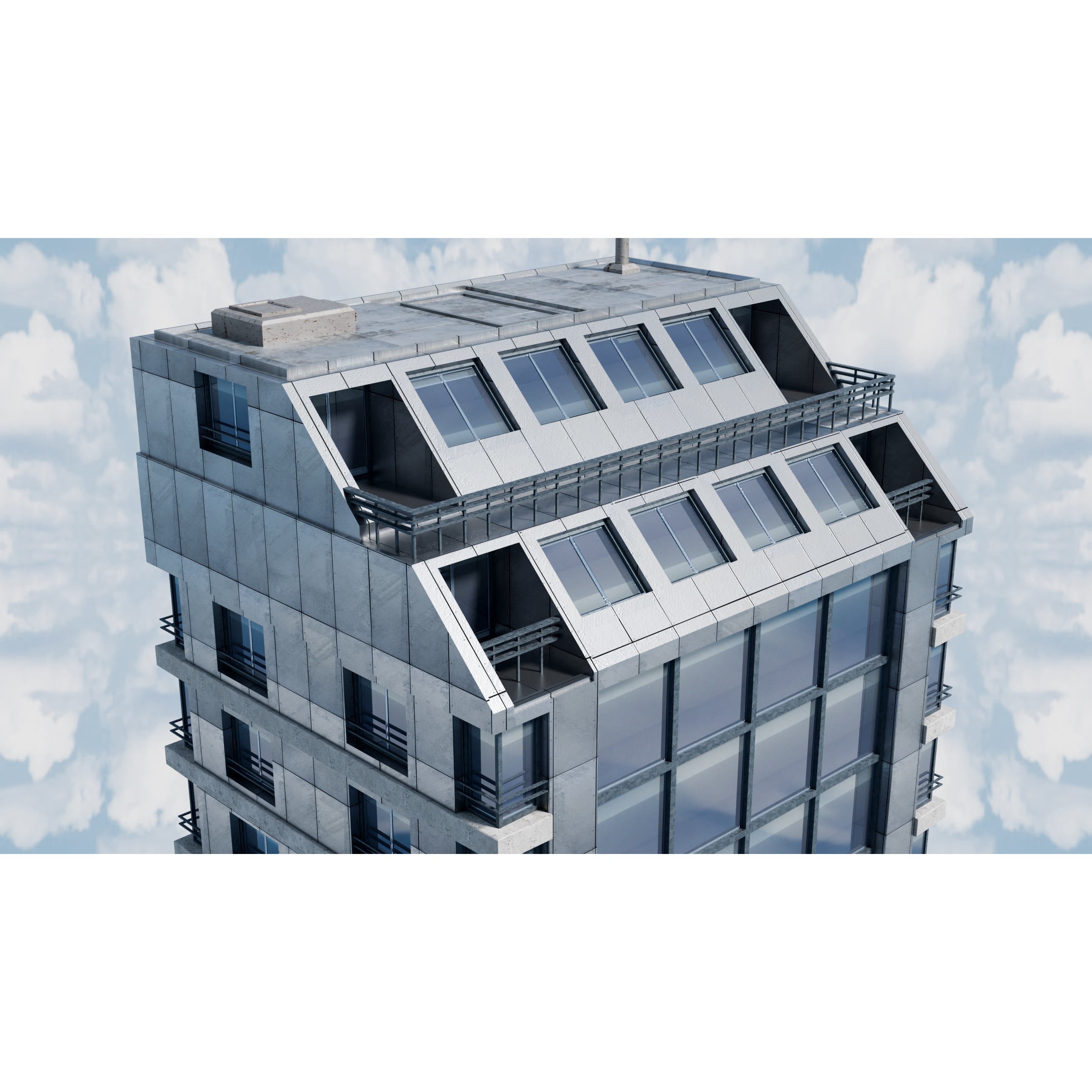 City Buildings Kitbash - Medium Poly Game-Ready 3D Model - View 32