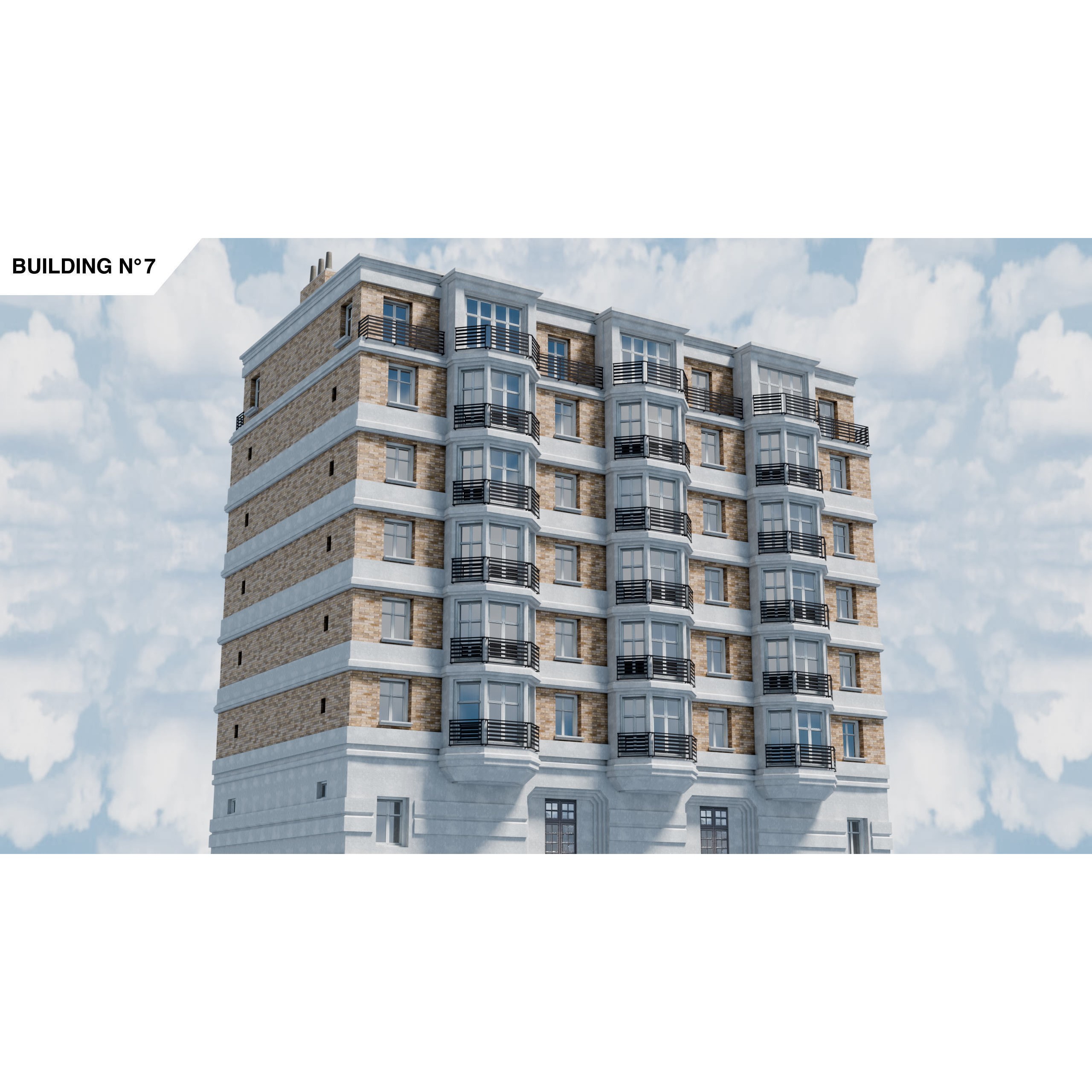 City Buildings Kitbash - Medium Poly Game-Ready 3D Model - View 34