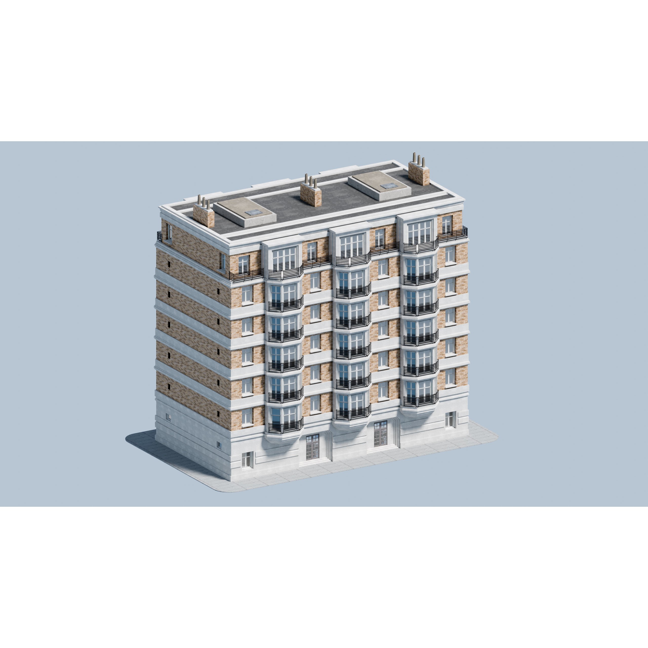 City Buildings Kitbash - Medium Poly Game-Ready 3D Model - View 37