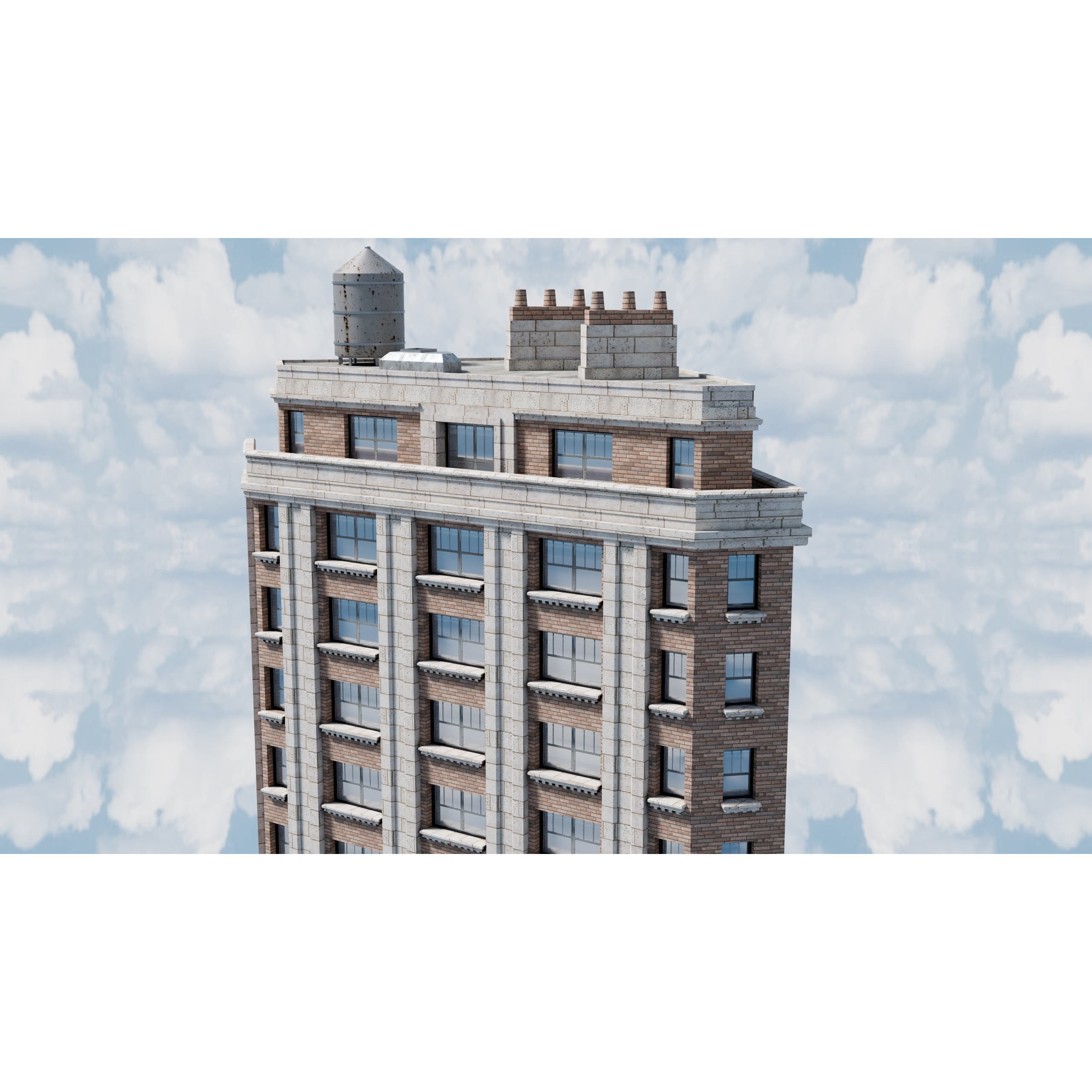 City Buildings Kitbash - Medium Poly Game-Ready 3D Model - View 44