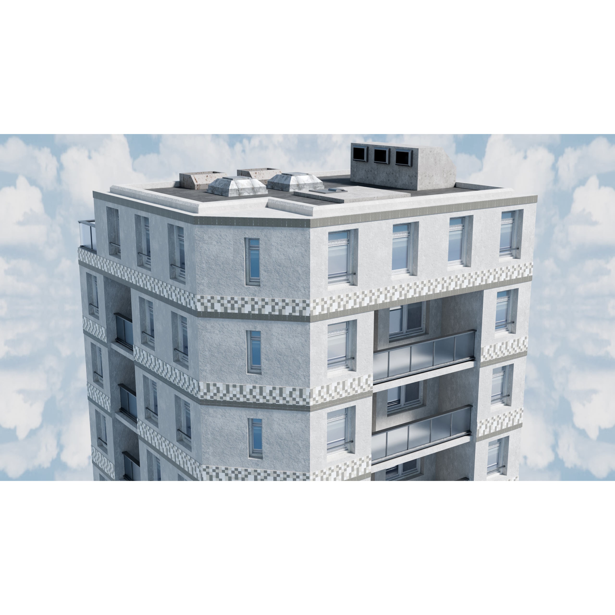 City Buildings Kitbash - Medium Poly Game-Ready 3D Model - View 48