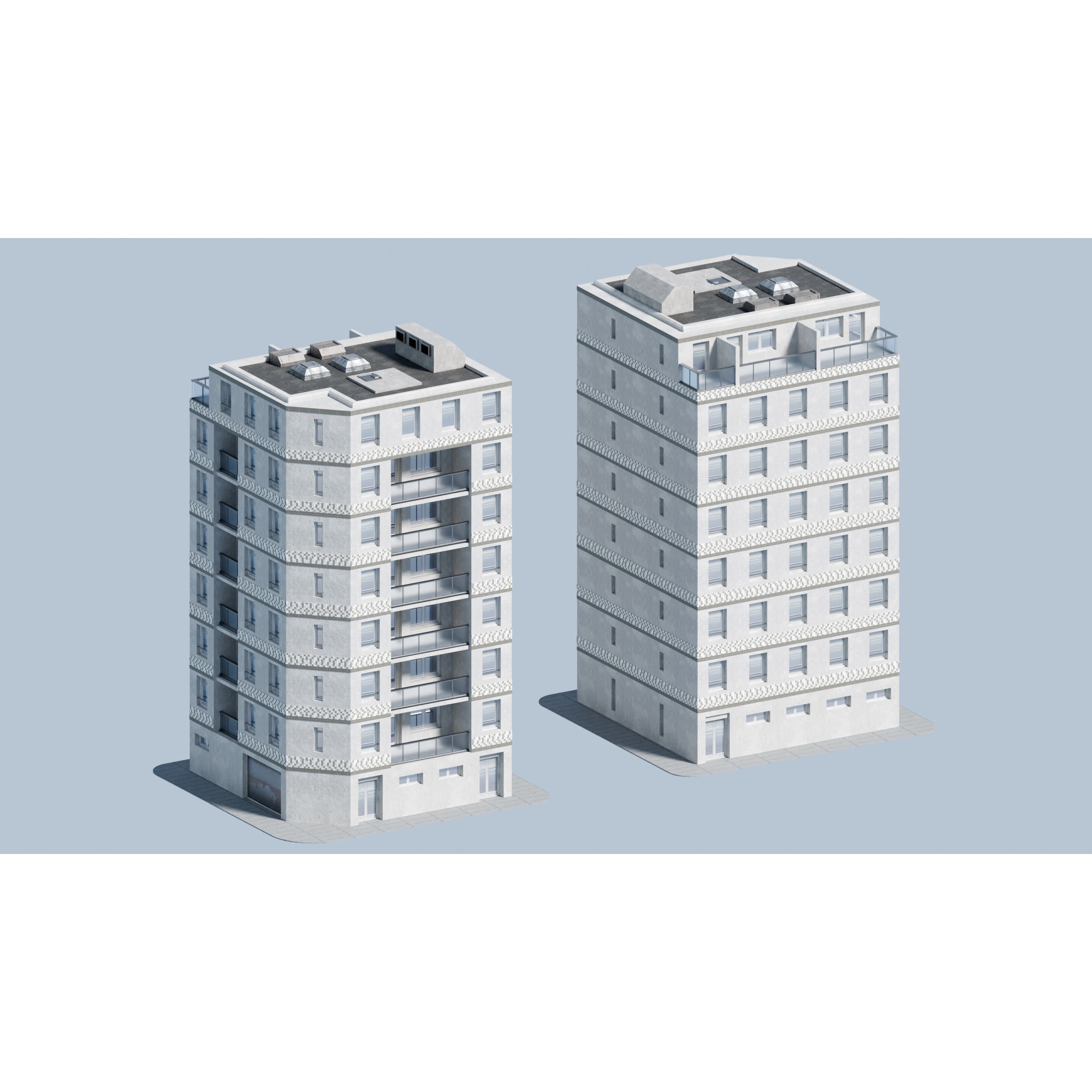 City Buildings Kitbash - Medium Poly Game-Ready 3D Model - View 49