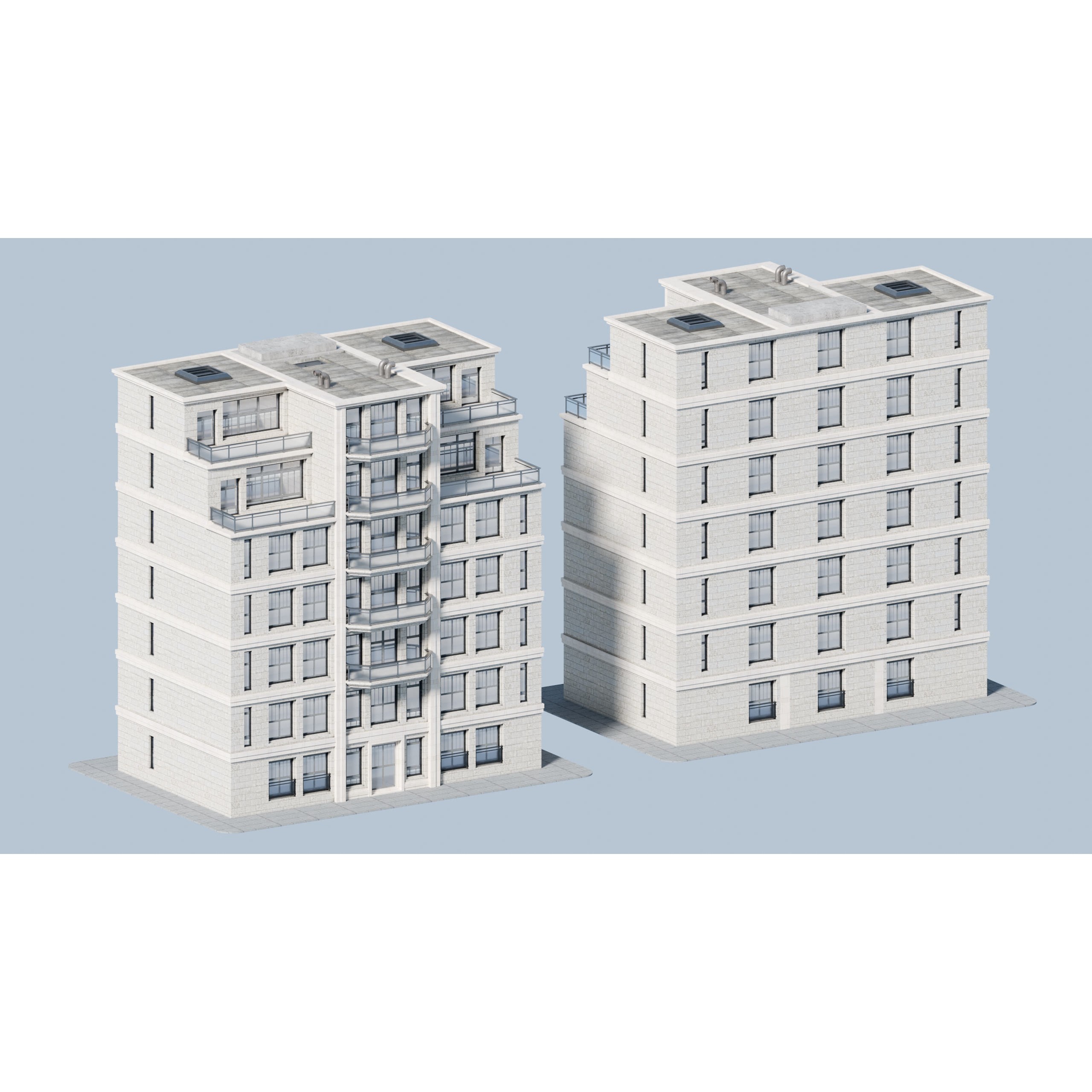 City Buildings Kitbash - Medium Poly Game-Ready 3D Model - View 52