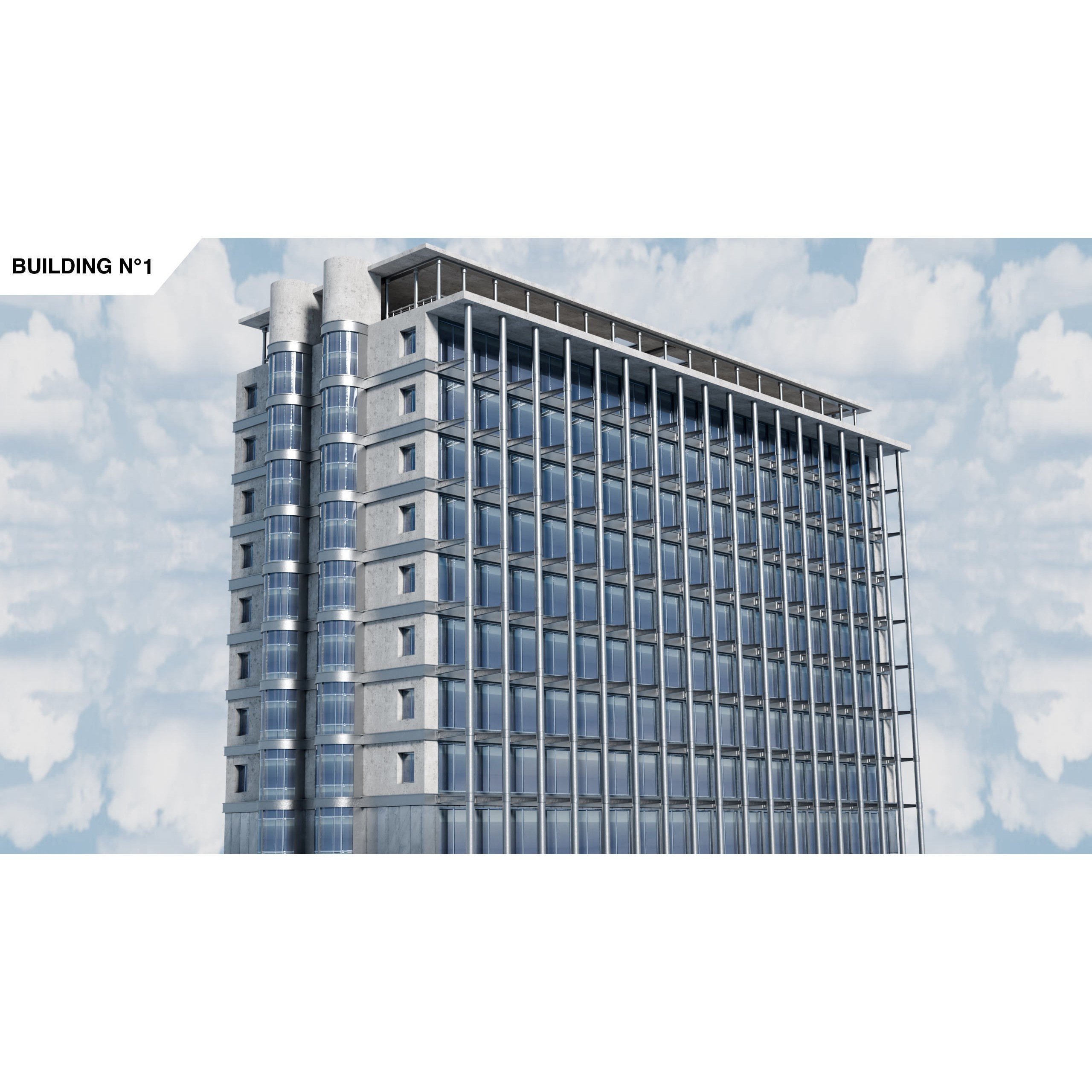 City Buildings Kitbash - Medium Poly Game-Ready 3D Model - View 6