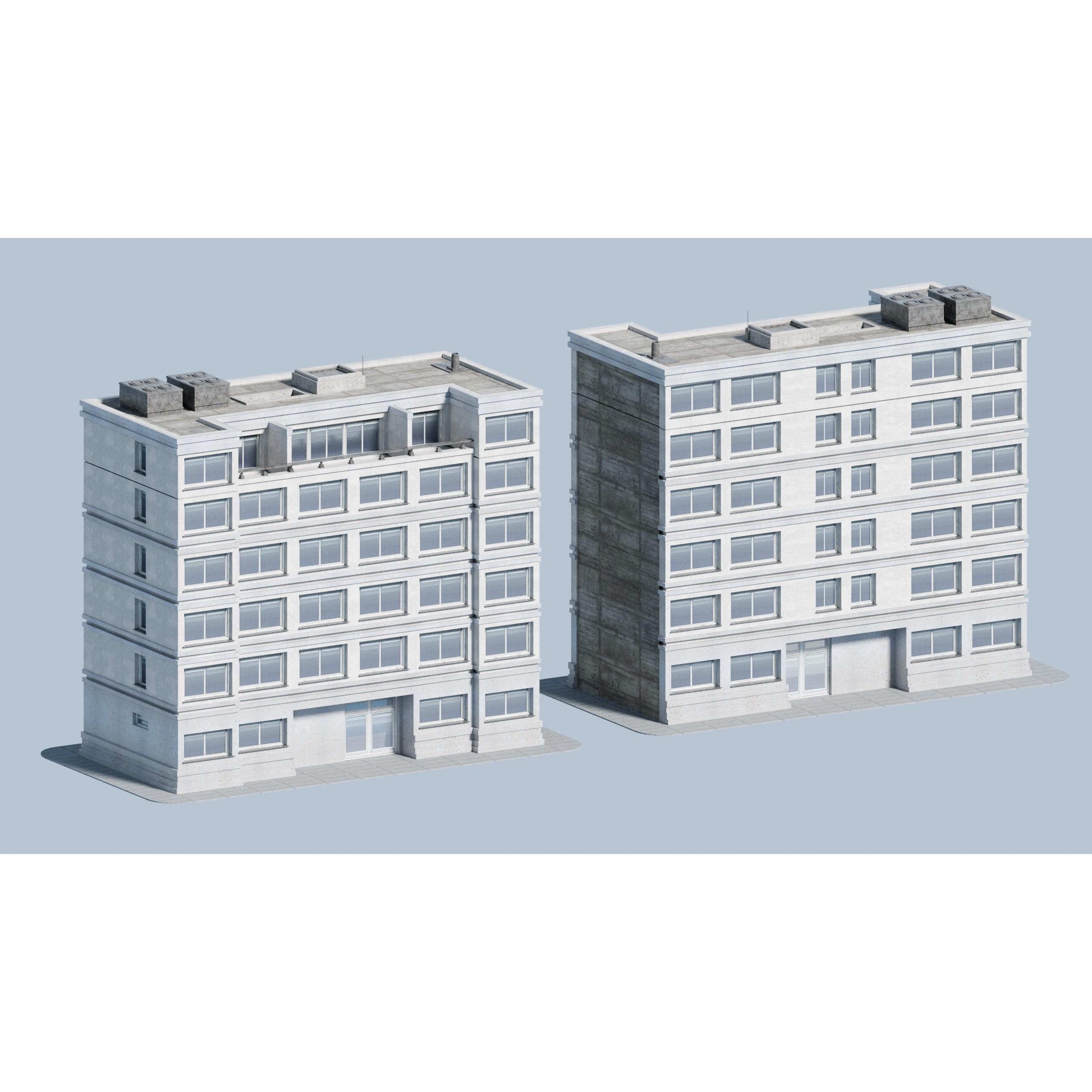 City Buildings Kitbash - Medium Poly Game-Ready 3D Model - View 64