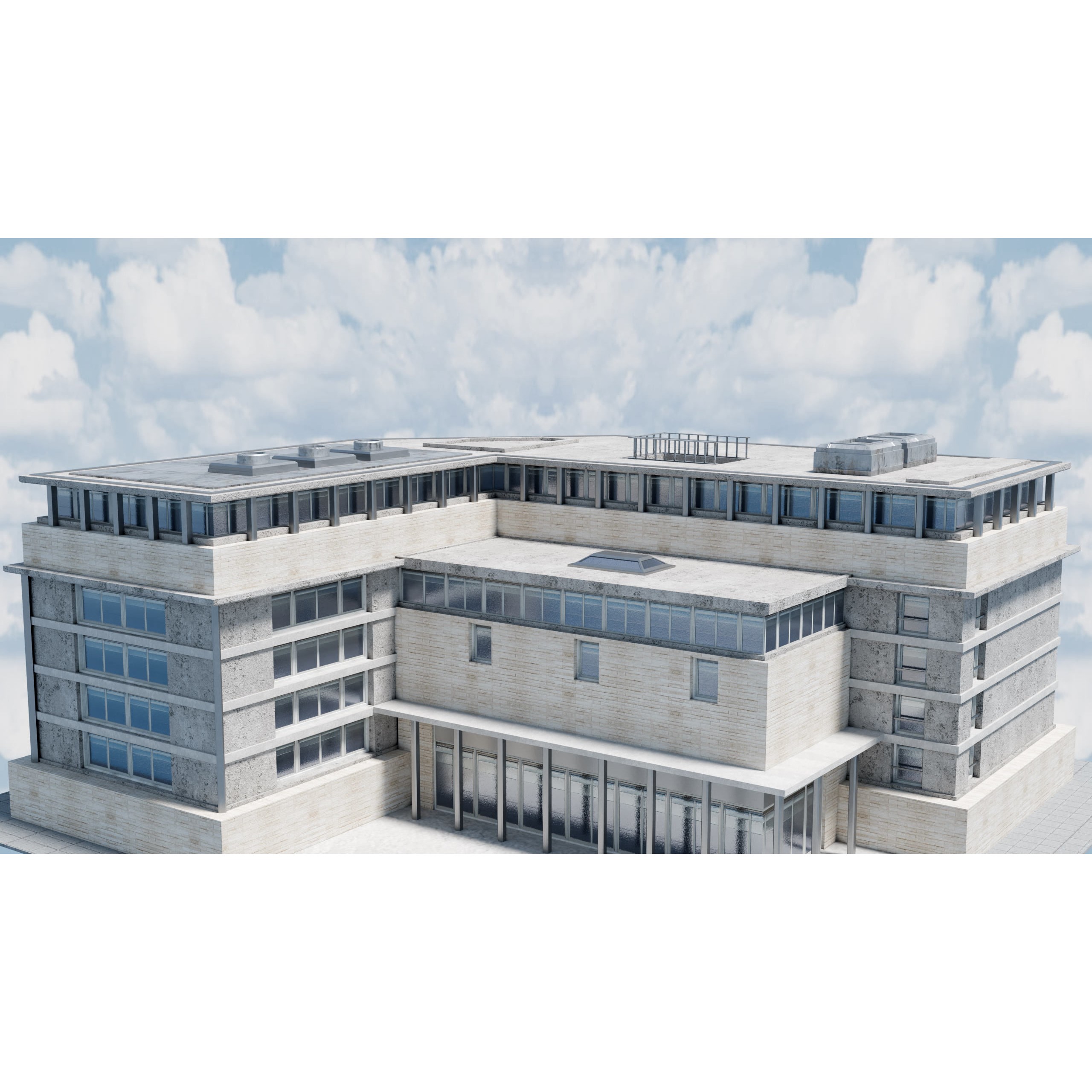 City Buildings Kitbash - Medium Poly Game-Ready 3D Model - View 67