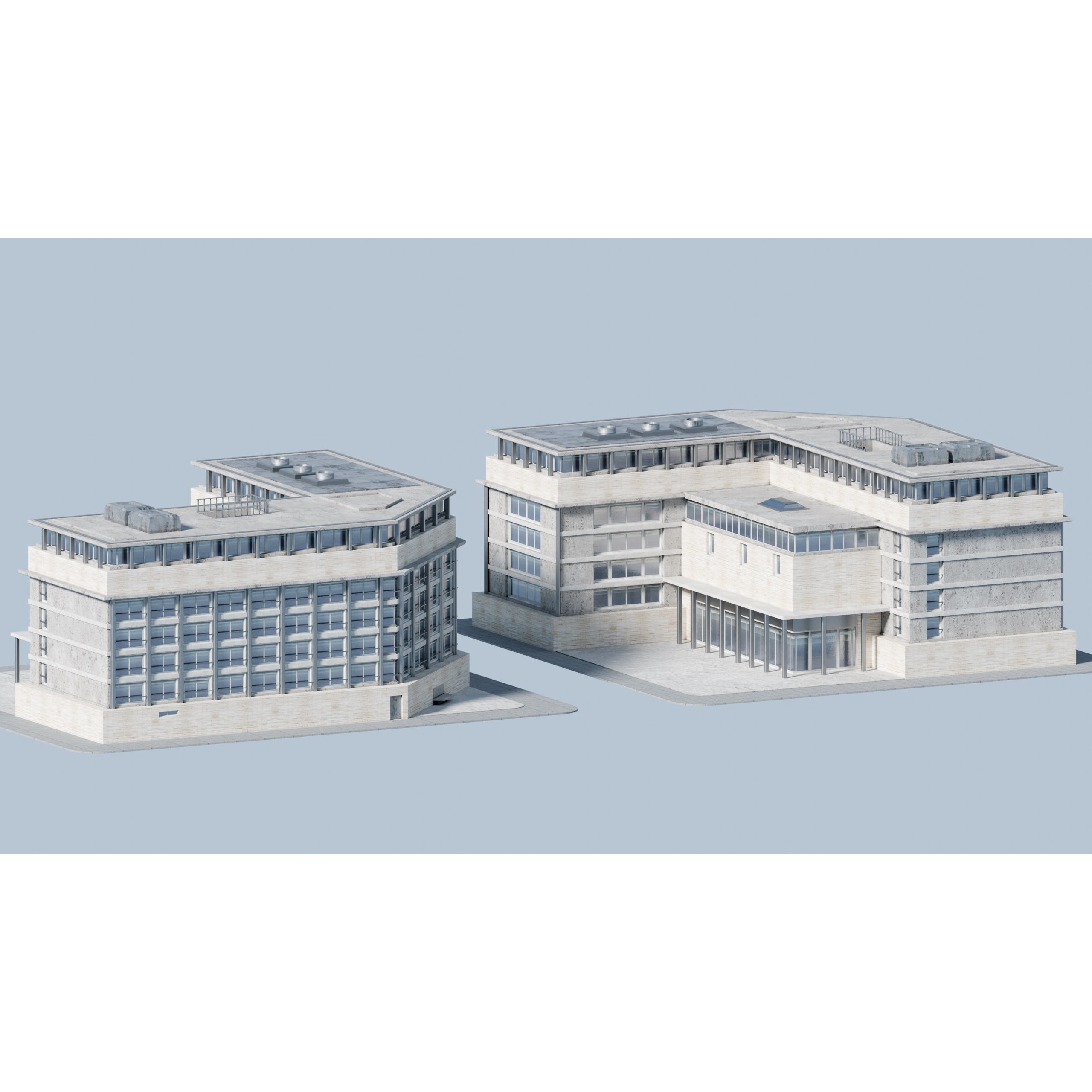 City Buildings Kitbash - Medium Poly Game-Ready 3D Model - View 68