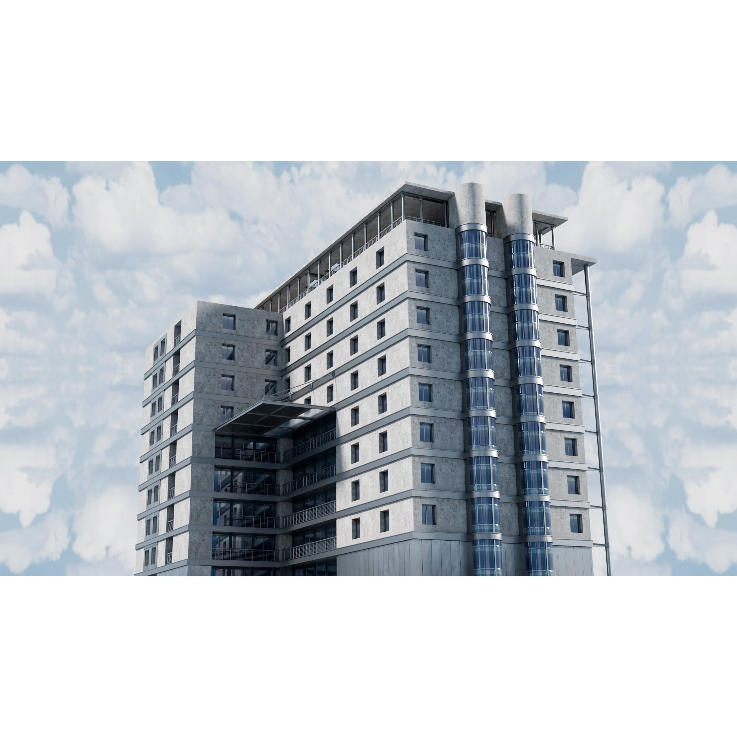 City Buildings Kitbash - Medium Poly Game-Ready 3D Model - View 7