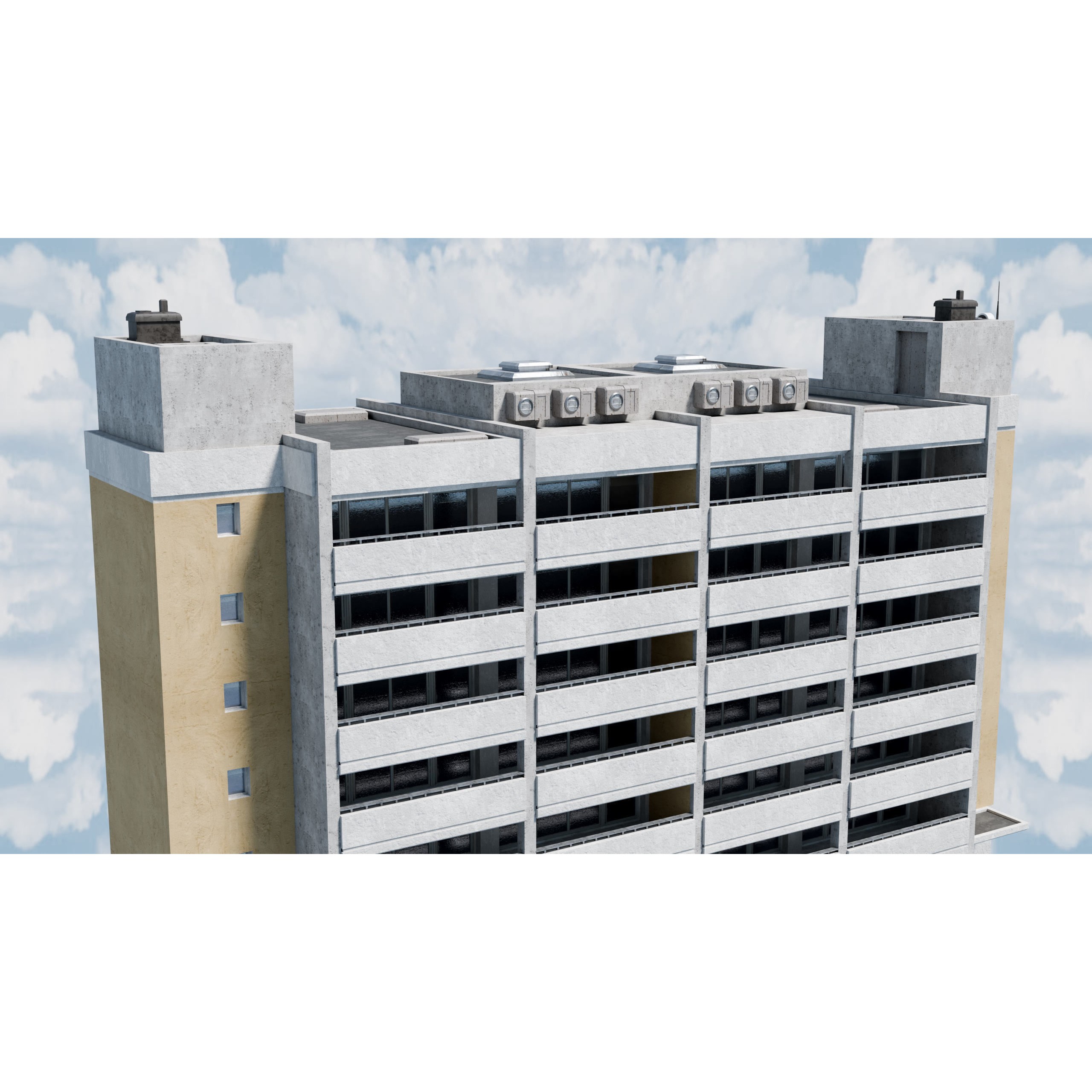 City Buildings Kitbash - Medium Poly Game-Ready 3D Model - View 71