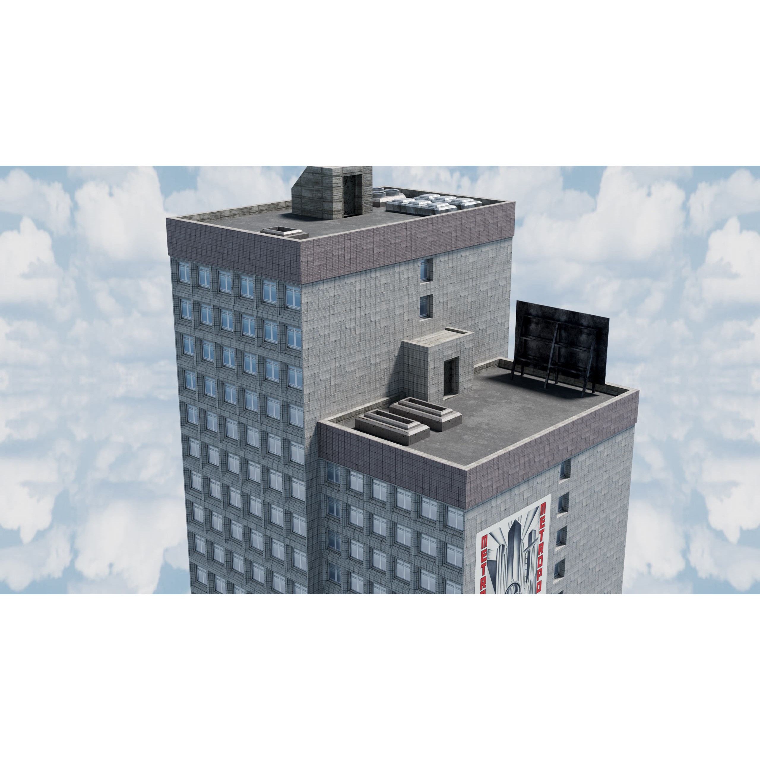 City Buildings Kitbash - Medium Poly Game-Ready 3D Model - View 74