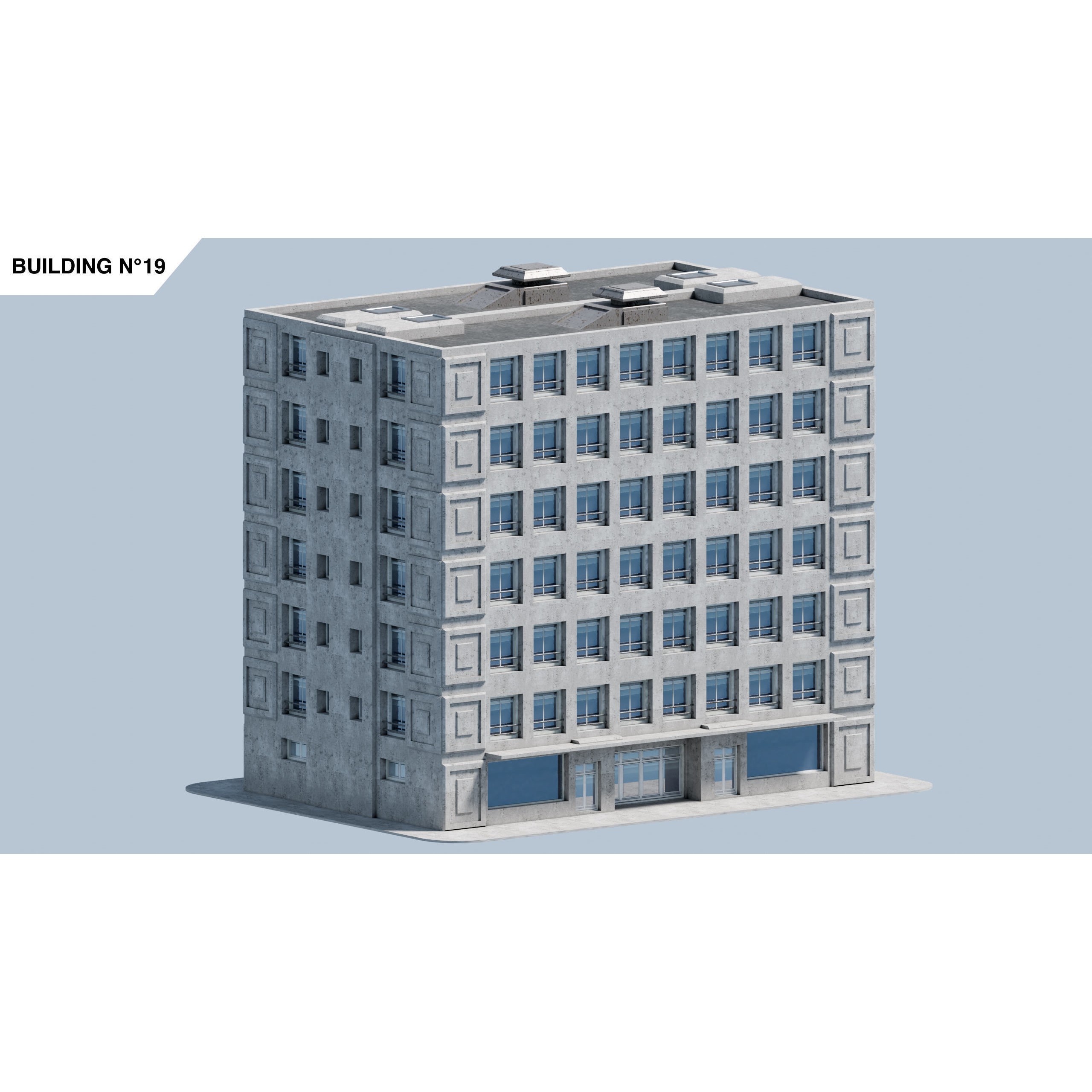City Buildings Kitbash - Medium Poly Game-Ready 3D Model - View 79