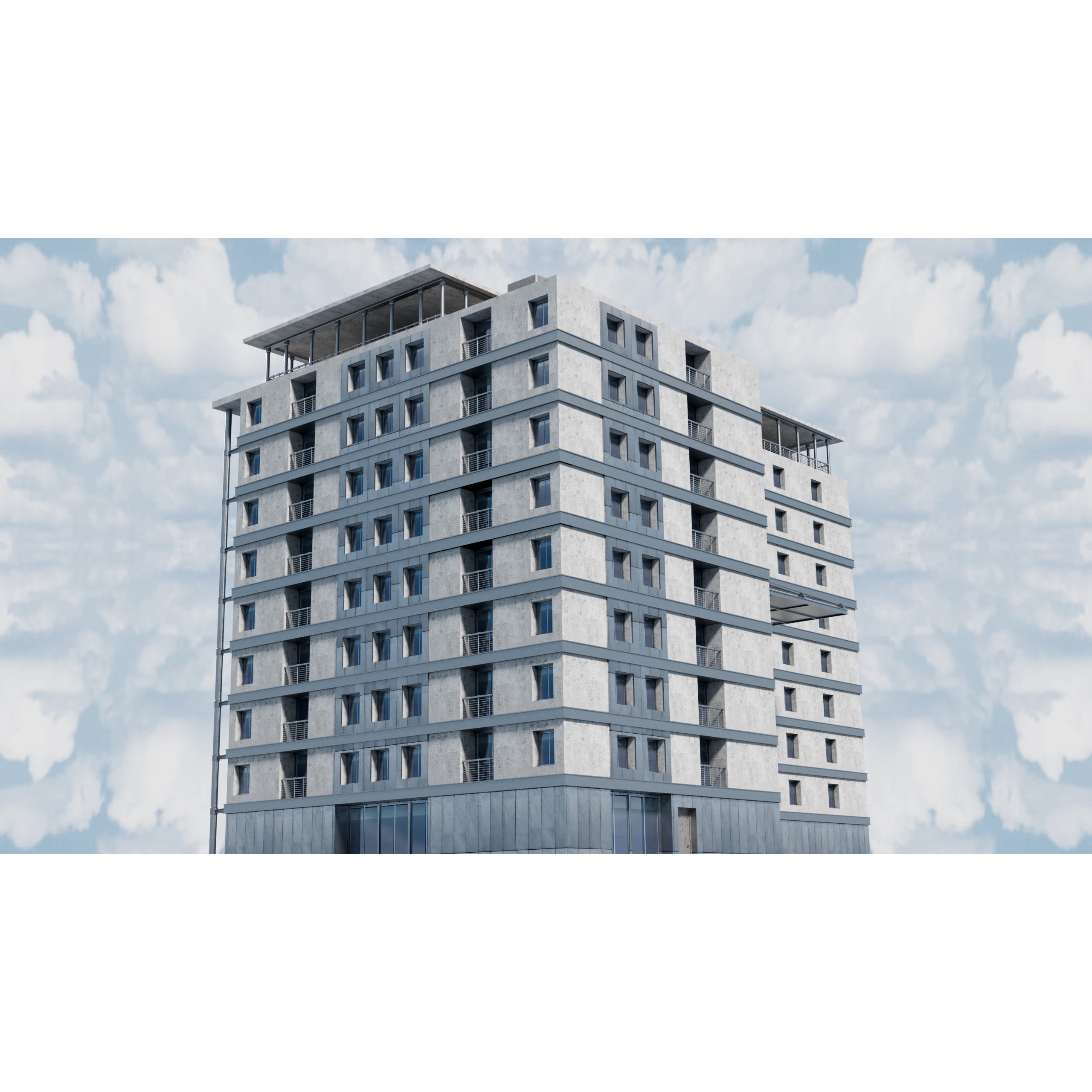 City Buildings Kitbash - Medium Poly Game-Ready 3D Model - View 8