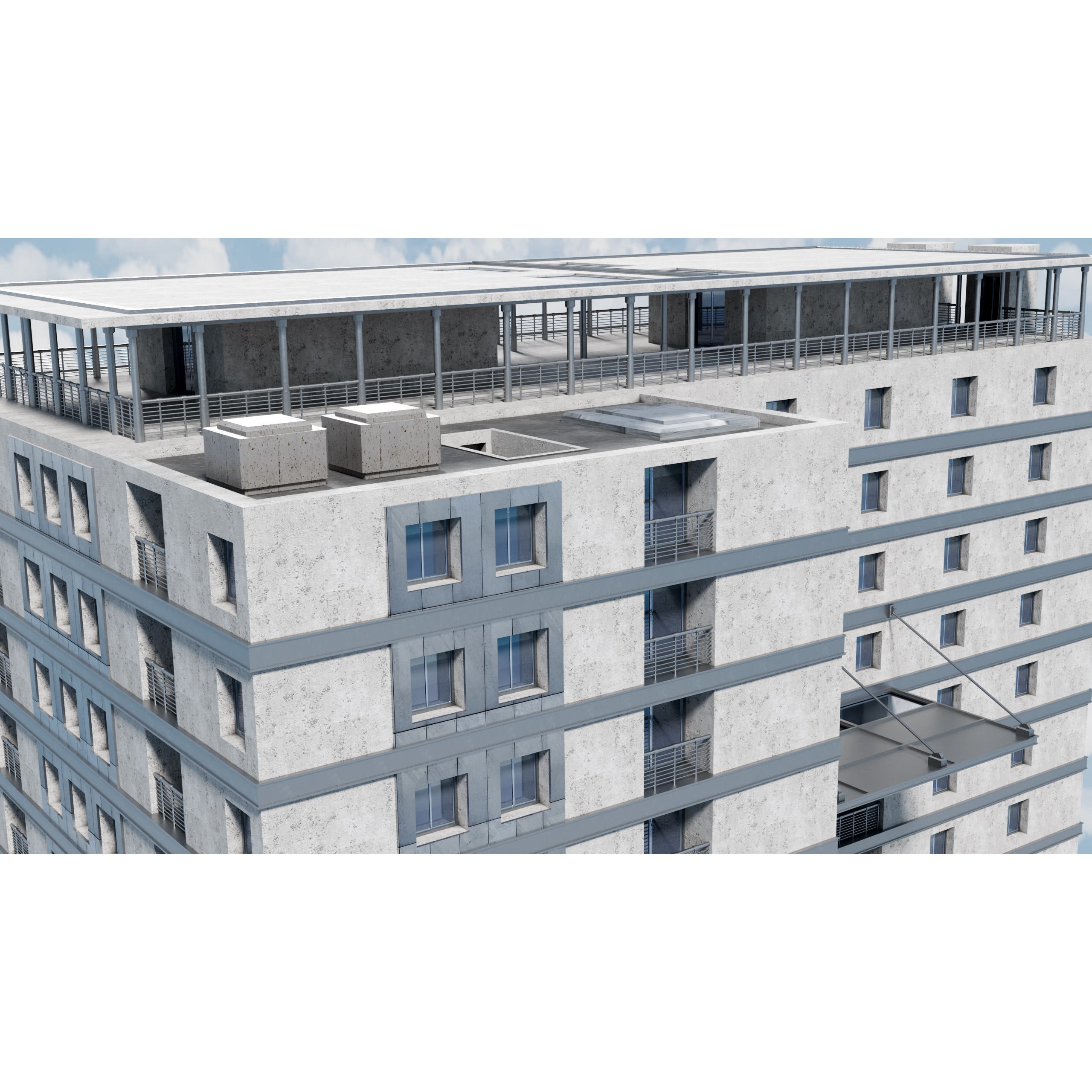 City Buildings Kitbash - Medium Poly Game-Ready 3D Model - View 9