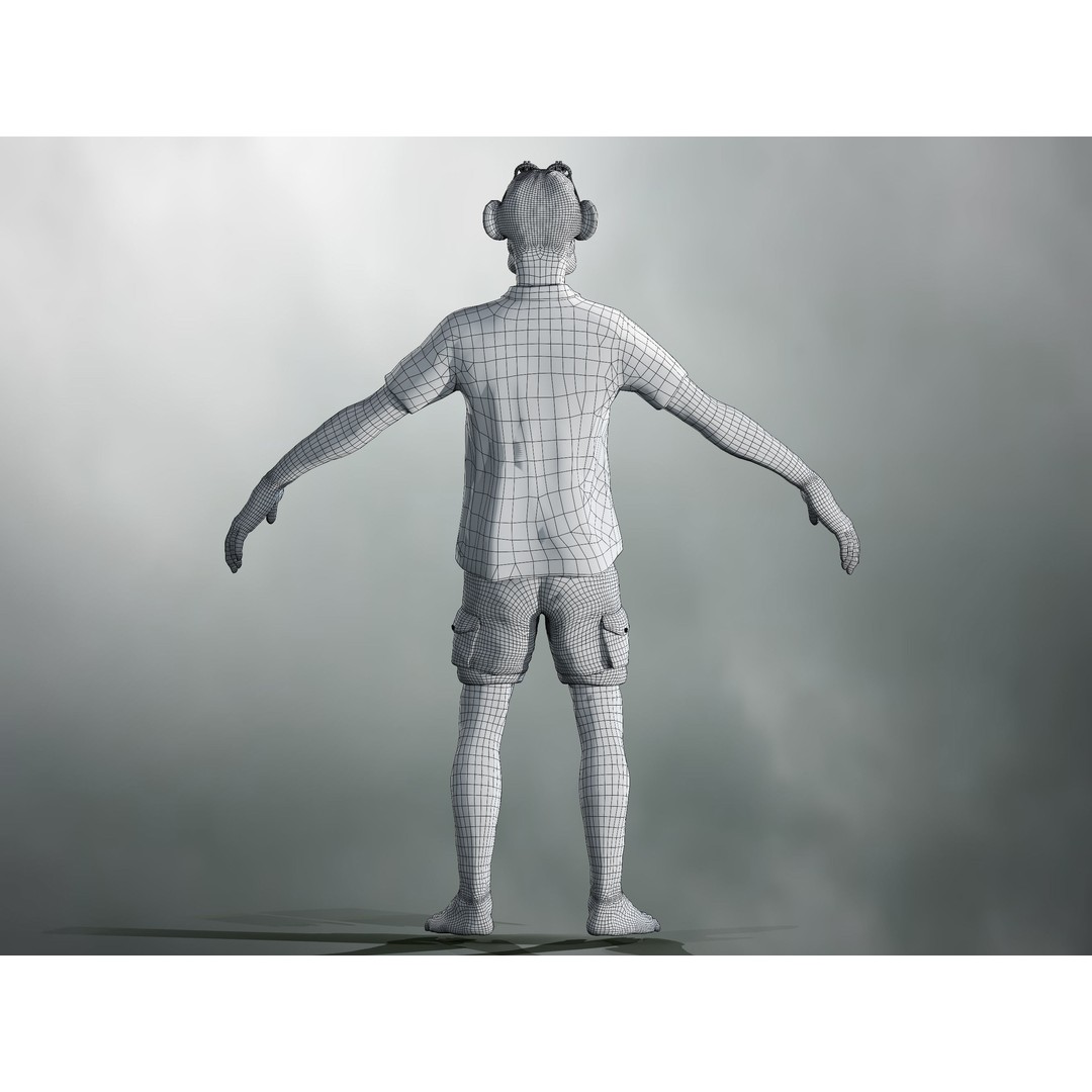 Realistic Ape 3D Model – Low Poly Rigged Character with PBR Textures - View 12