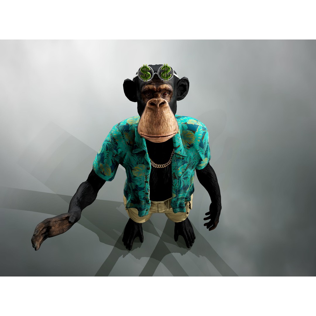 Realistic Ape 3D Model – Low Poly Rigged Character with PBR Textures - View 6