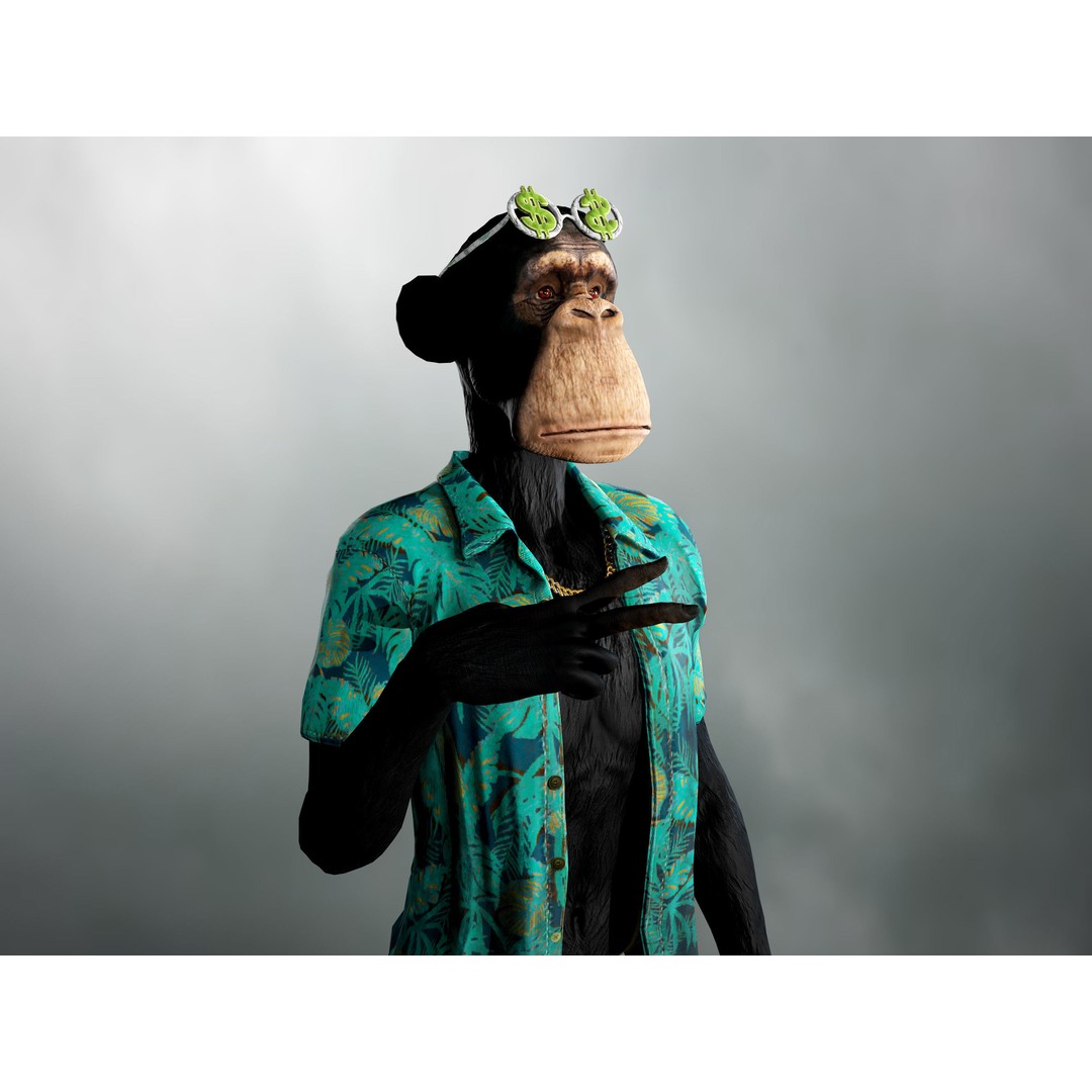 Realistic Ape 3D Model – Low Poly Rigged Character with PBR Textures - View 7