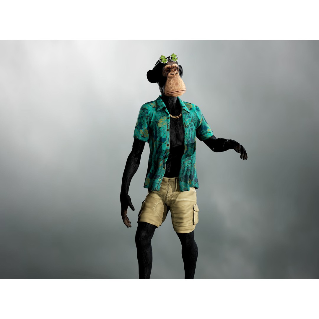 Realistic Ape 3D Model – Low Poly Rigged Character with PBR Textures - View 9