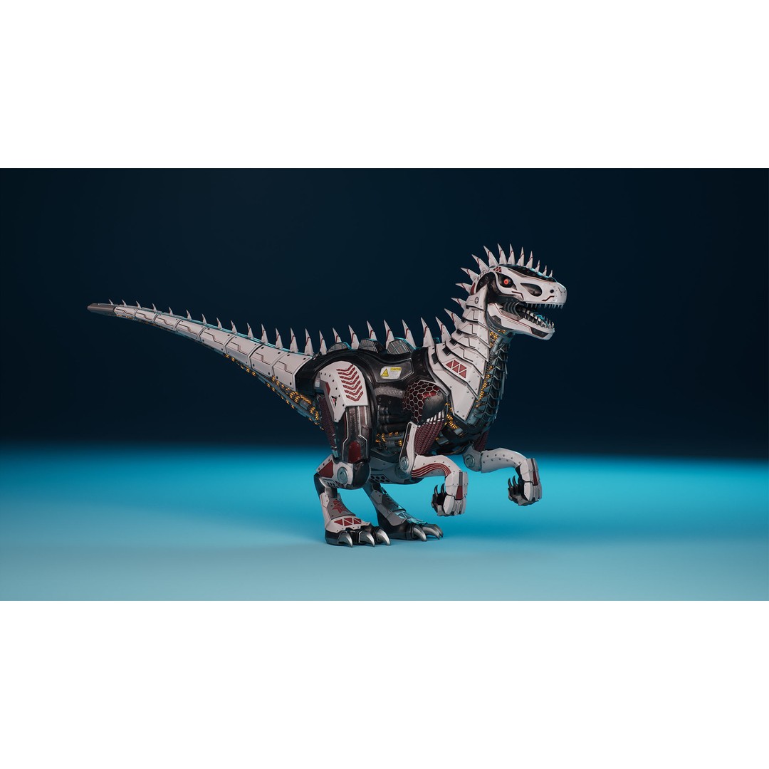 SciFi Dinosaur 3D Model – Low Poly Animated Character, FBX, PBR - View 10