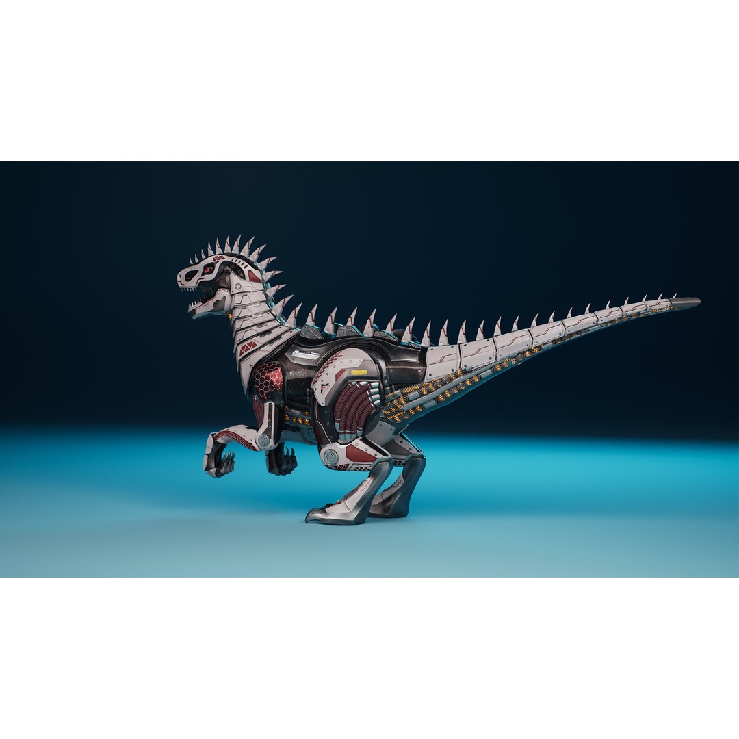 SciFi Dinosaur 3D Model – Low Poly Animated Character, FBX, PBR - View 11