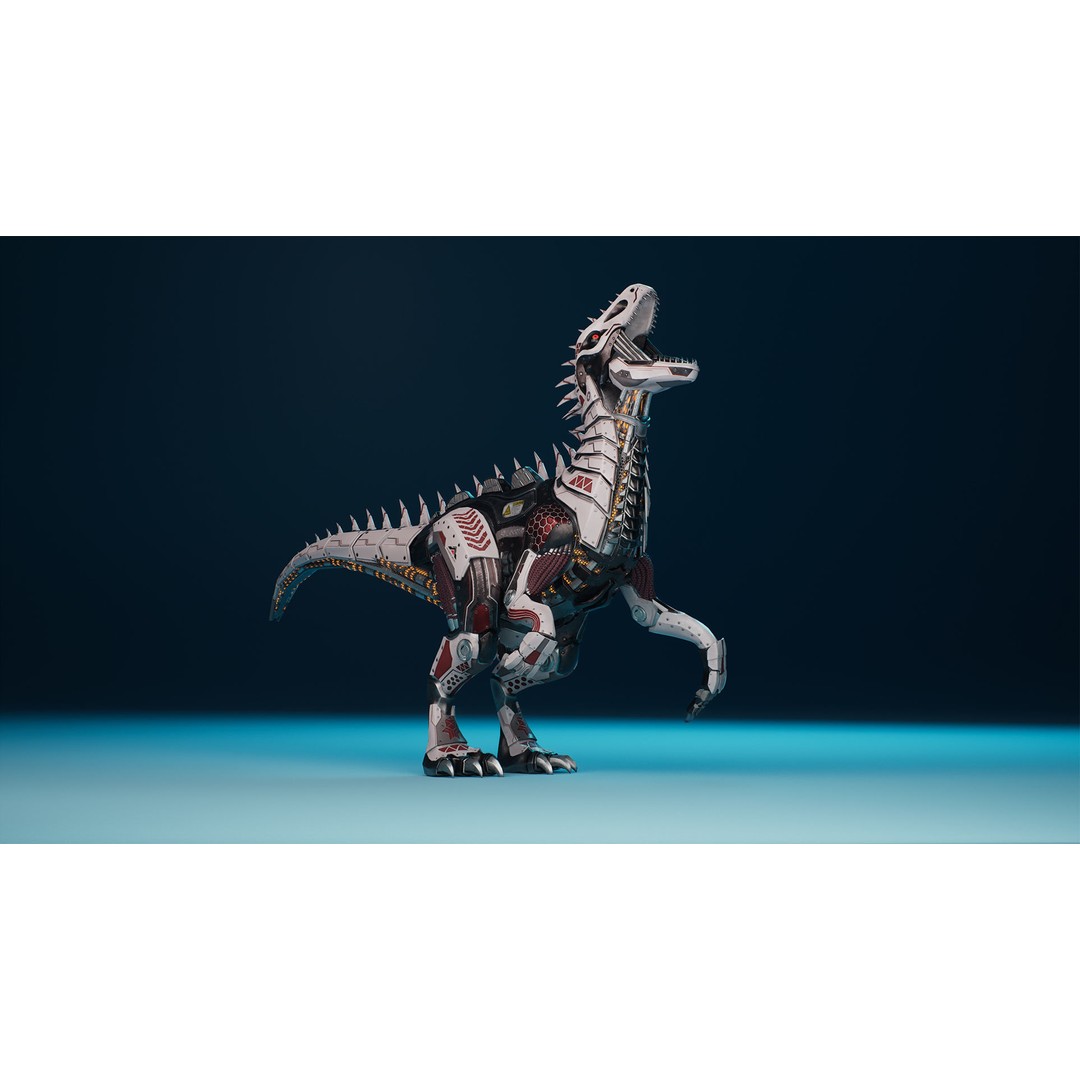 SciFi Dinosaur 3D Model – Low Poly Animated Character, FBX, PBR - View 12